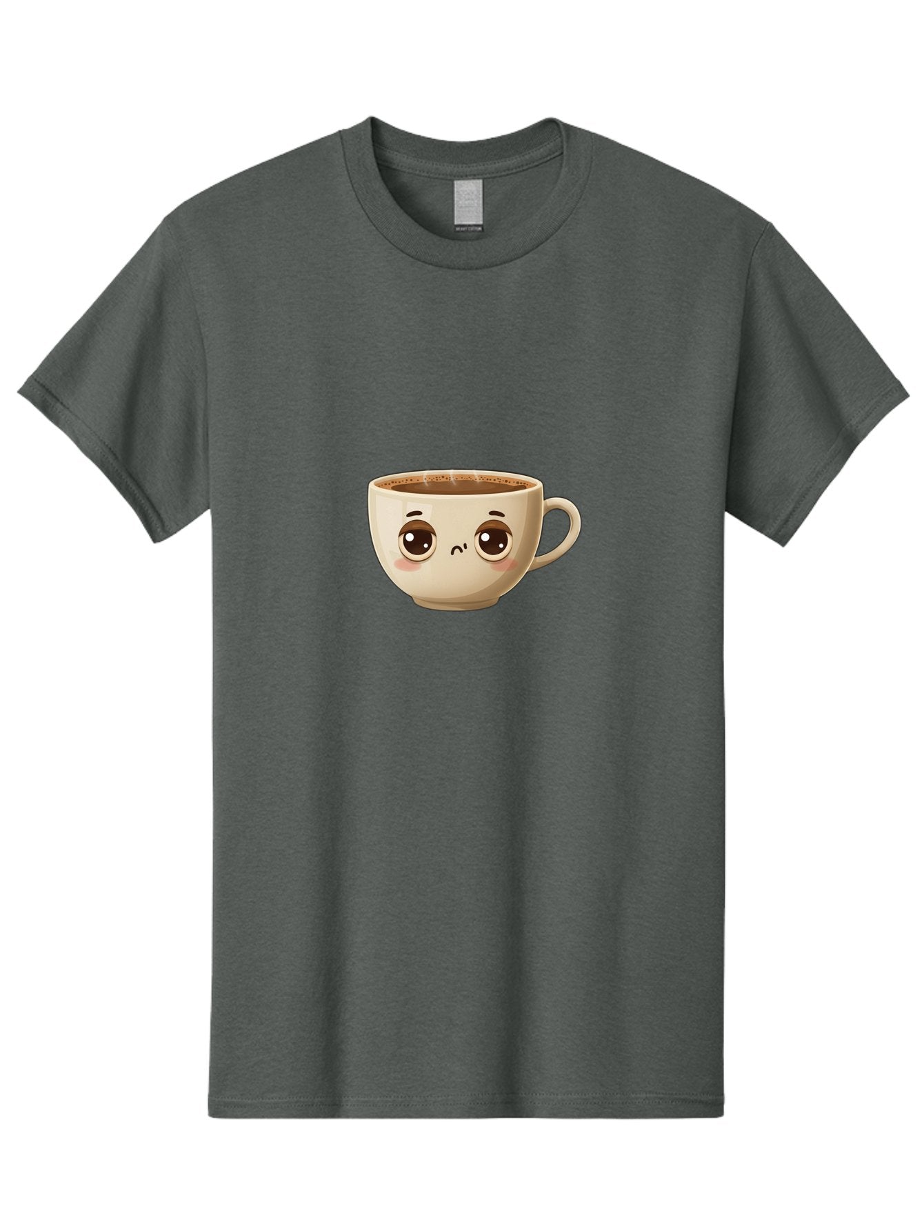 Sad-Coffee-Cup Men'S Graphic Tee, 100% Cotton, Comfortable Casual Summer Wear, Machine Washable, Cartoon Coffee Cup, Sad Face, Coffee Drink, Kawaii Character, Adorable Illustration, Coffee Break, Beverage Mug, Emotional Expression Bac381 9