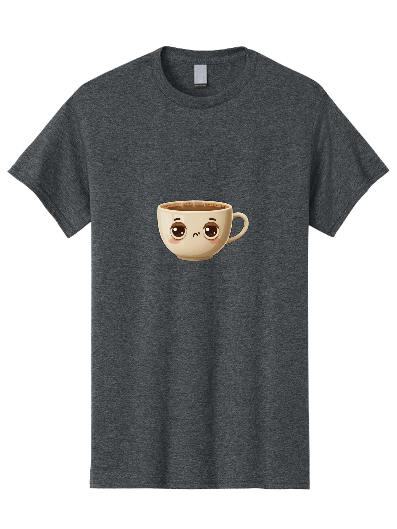 Sad-Coffee-Cup Men'S Graphic Tee, 100% Cotton, Comfortable Casual Summer Wear, Machine Washable, Cartoon Coffee Cup, Sad Face, Coffee Drink, Kawaii Character, Adorable Illustration, Coffee Break, Beverage Mug, Emotional Expression Bac381