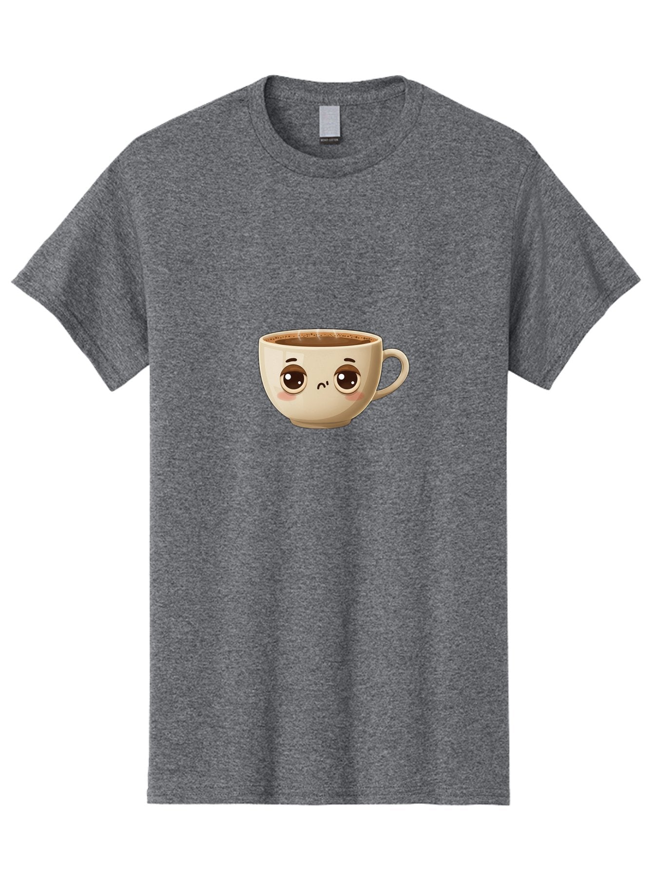 Sad-Coffee-Cup Men'S Graphic Tee, 100% Cotton, Comfortable Casual Summer Wear, Machine Washable, Cartoon Coffee Cup, Sad Face, Coffee Drink, Kawaii Character, Adorable Illustration, Coffee Break, Beverage Mug, Emotional Expression Bac381 13