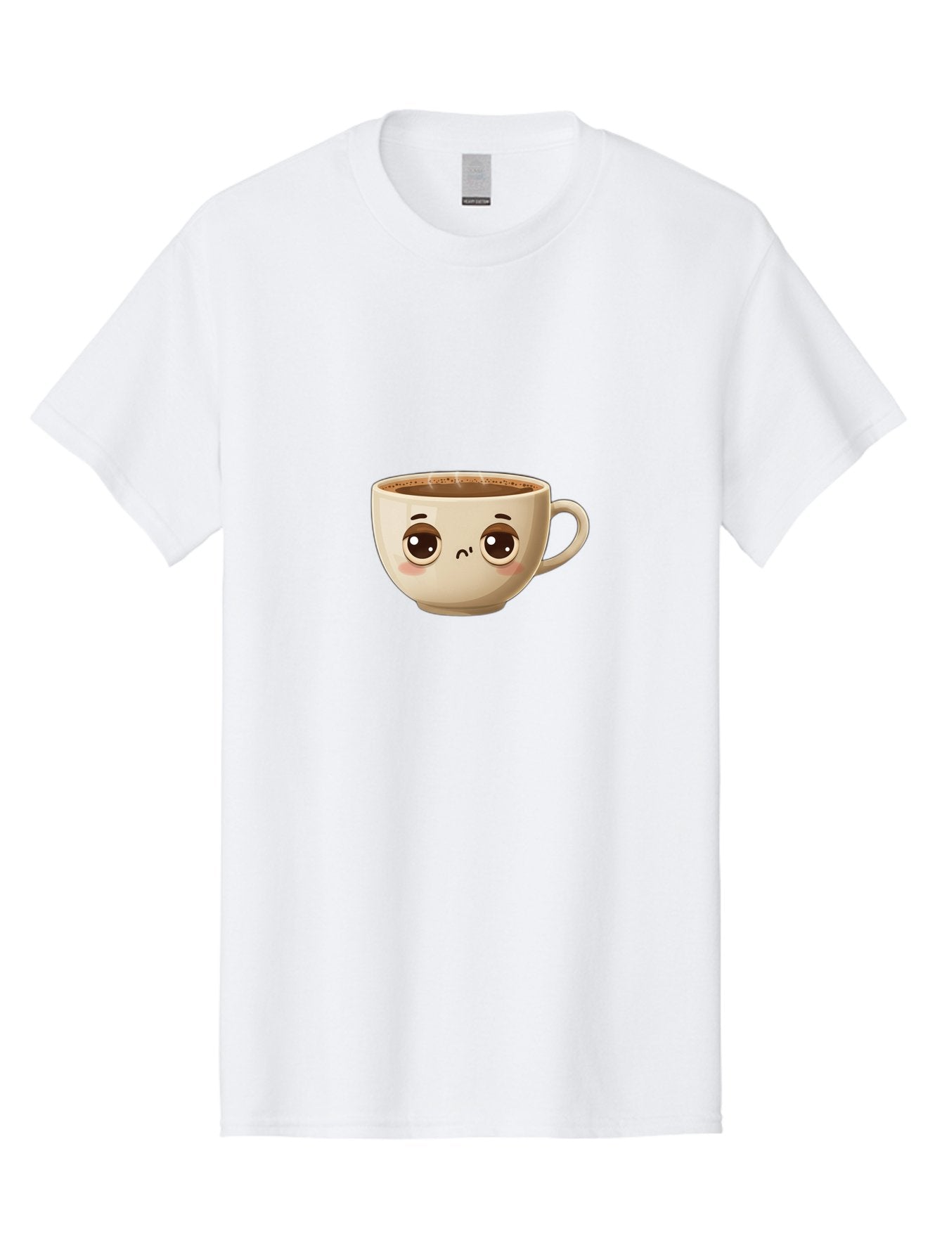 Sad-Coffee-Cup Men'S Graphic Tee, 100% Cotton, Comfortable Casual Summer Wear, Machine Washable, Cartoon Coffee Cup, Sad Face, Coffee Drink, Kawaii Character, Adorable Illustration, Coffee Break, Beverage Mug, Emotional Expression Bac381 8