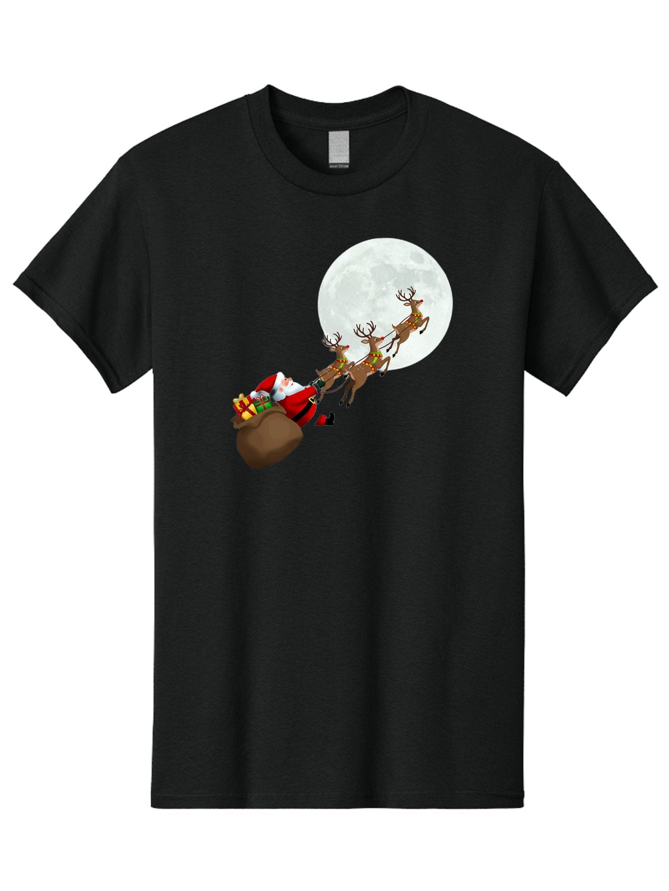 Santa-And-Reindeer Men'S Graphic Tee, 100% Cotton, Comfortable Casual Summer Wear, Machine Washable, Santa Claus, Reindeer, Sack Of Gifts, Christmas Magic, Holiday Cheer, Festive Season, Joyful Atmosphere, Christmas Presents, Sleigh Ride, Bac390 14