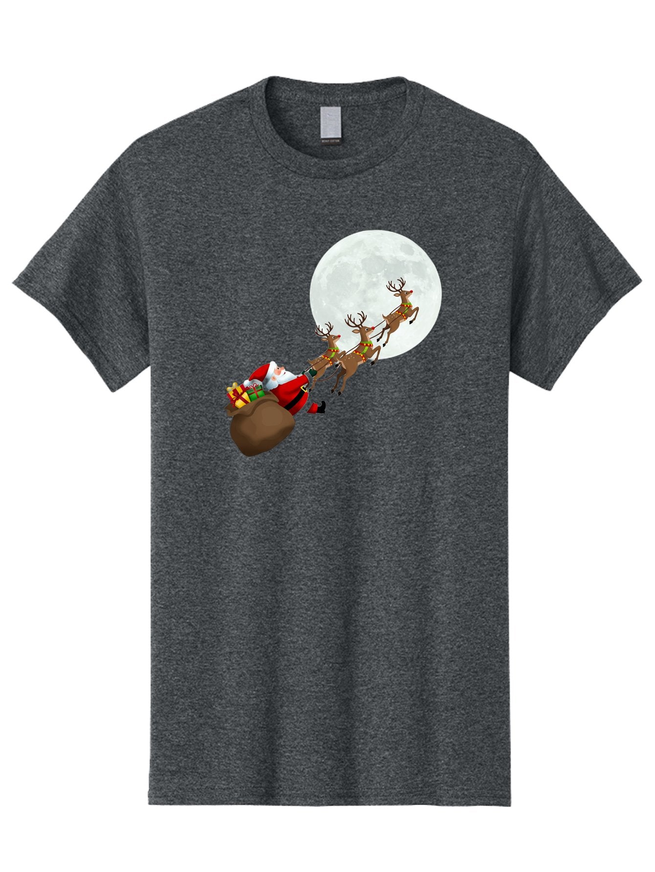 Santa-And-Reindeer Men'S Graphic Tee, 100% Cotton, Comfortable Casual Summer Wear, Machine Washable, Santa Claus, Reindeer, Sack Of Gifts, Christmas Magic, Holiday Cheer, Festive Season, Joyful Atmosphere, Christmas Presents, Sleigh Ride, Bac390 4