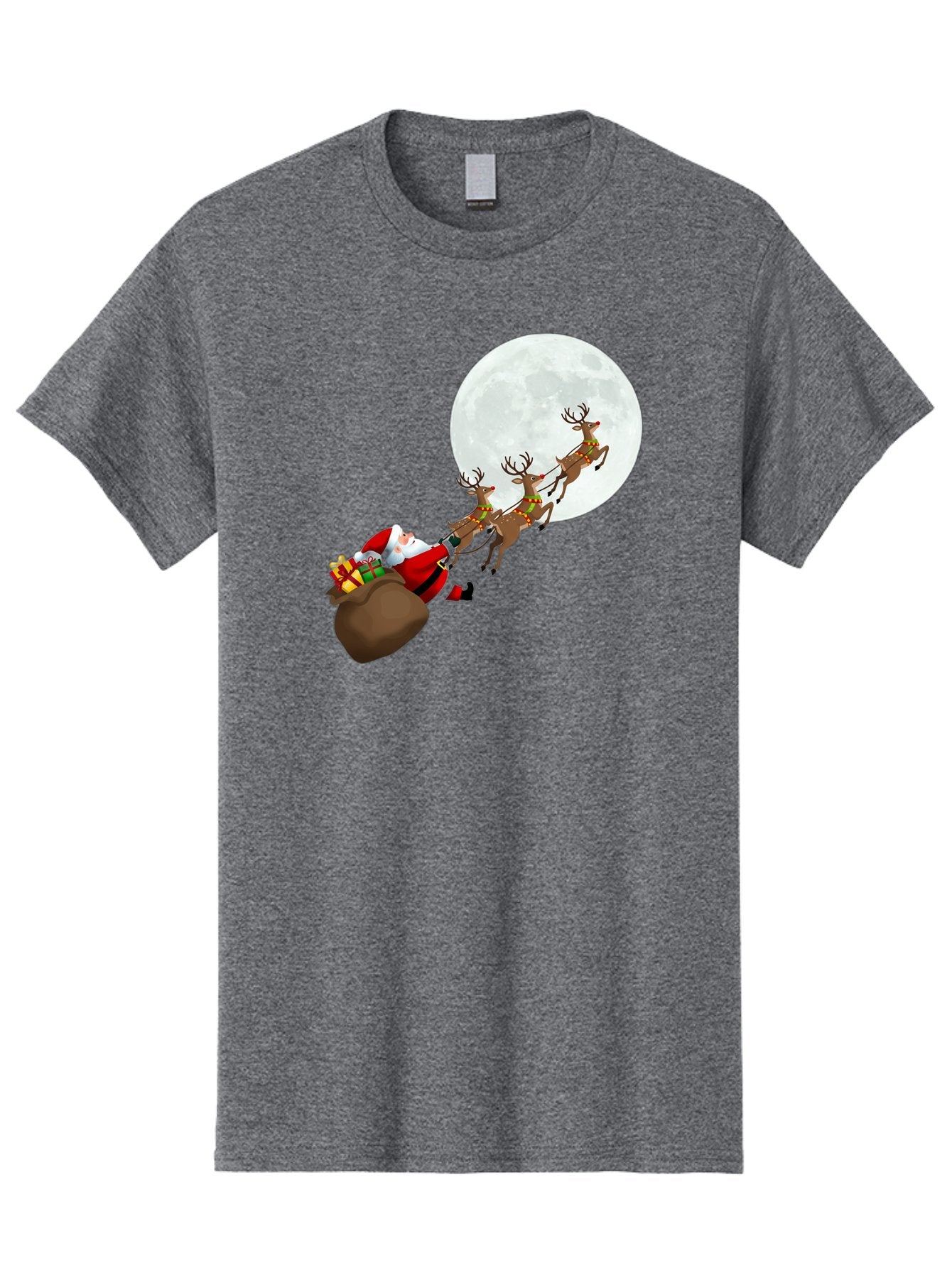 Santa-And-Reindeer Men'S Graphic Tee, 100% Cotton, Comfortable Casual Summer Wear, Machine Washable, Santa Claus, Reindeer, Sack Of Gifts, Christmas Magic, Holiday Cheer, Festive Season, Joyful Atmosphere, Christmas Presents, Sleigh Ride, Bac390 12