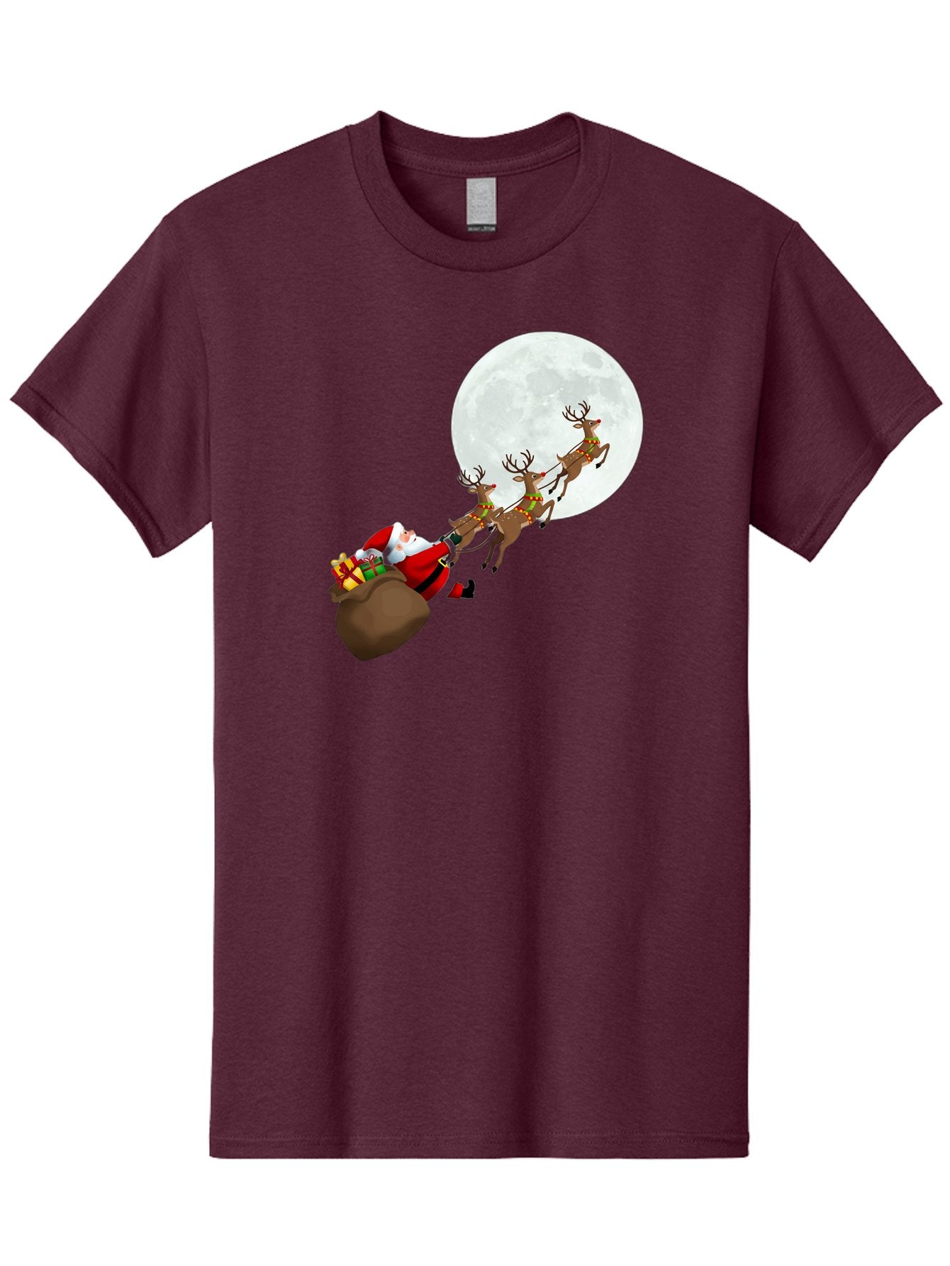 Santa-And-Reindeer Men'S Graphic Tee, 100% Cotton, Comfortable Casual Summer Wear, Machine Washable, Santa Claus, Reindeer, Sack Of Gifts, Christmas Magic, Holiday Cheer, Festive Season, Joyful Atmosphere, Christmas Presents, Sleigh Ride, Bac390 11