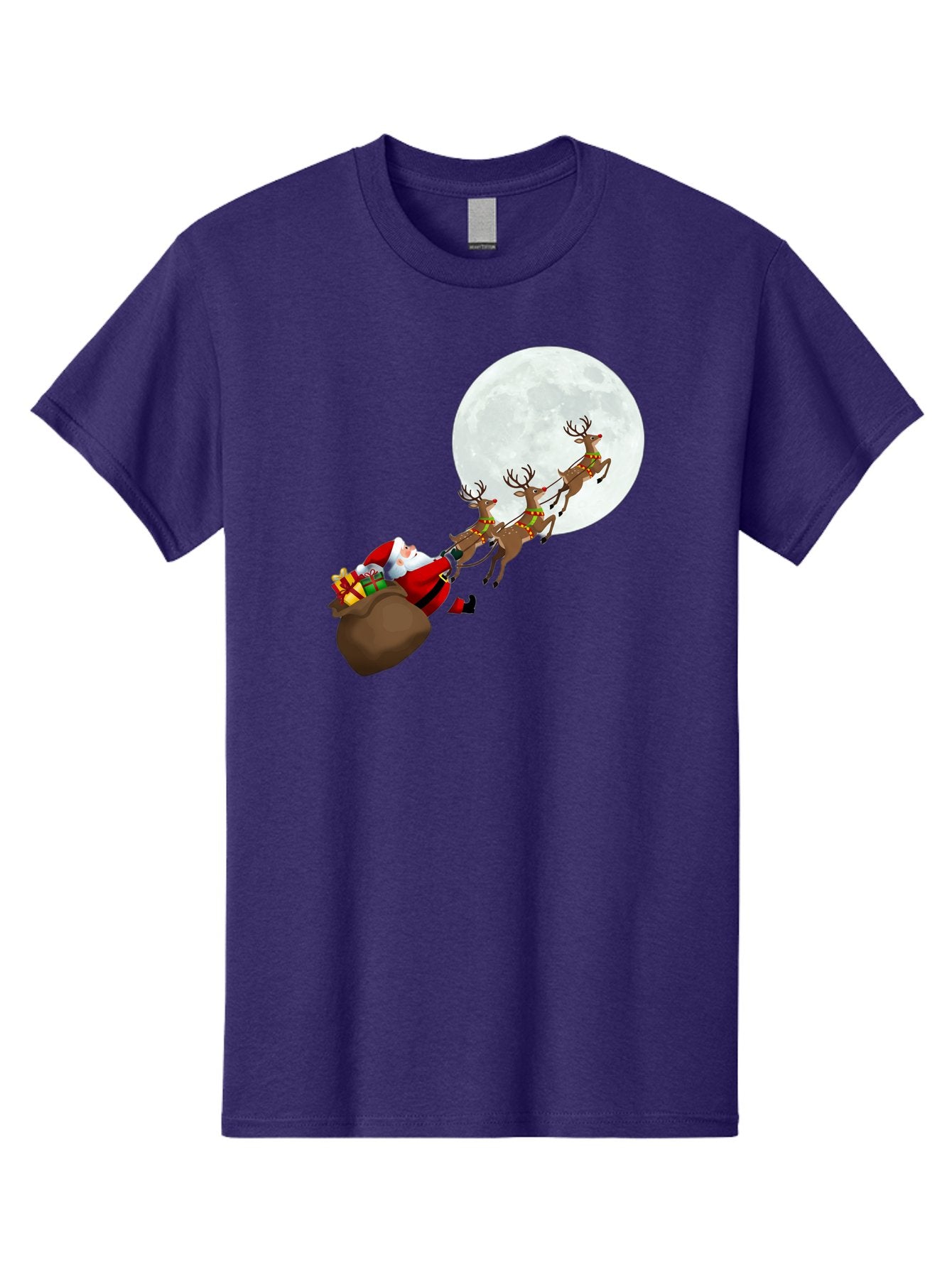 Santa-And-Reindeer Men'S Graphic Tee, 100% Cotton, Comfortable Casual Summer Wear, Machine Washable, Santa Claus, Reindeer, Sack Of Gifts, Christmas Magic, Holiday Cheer, Festive Season, Joyful Atmosphere, Christmas Presents, Sleigh Ride, Bac390 8