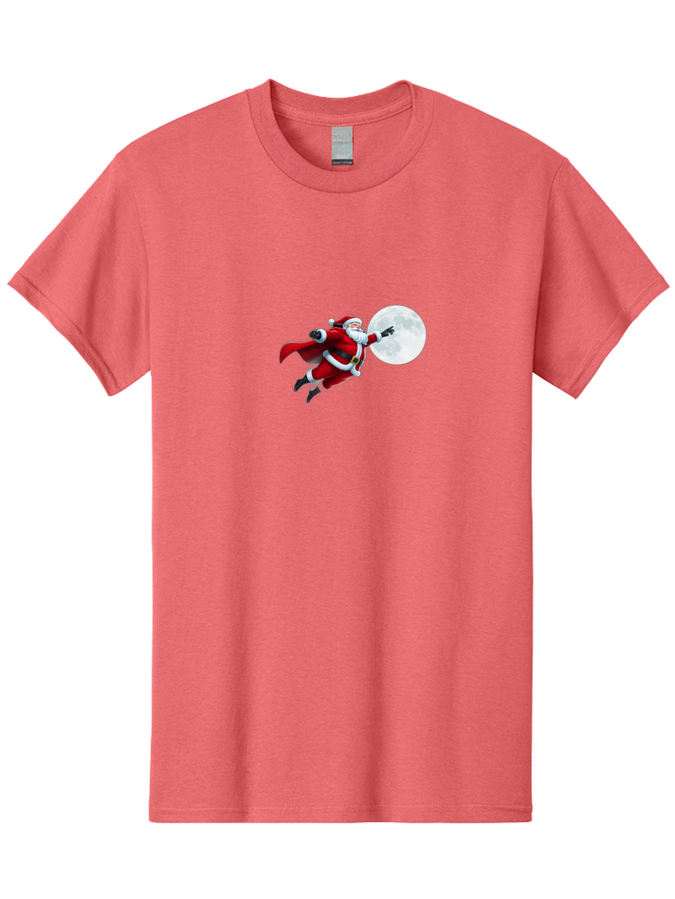 Santa-Claus-1 Men'S Graphic Tee, 100% Cotton, Comfortable Casual Summer Wear, Machine Washable, Santa Claus Flying Through Space, Holding A Gun, Full Moon, Christmas Icon, Festive Character, Holiday Cheer, Jolly Old Man, Gift Giving, Red Suit, Bac391 7