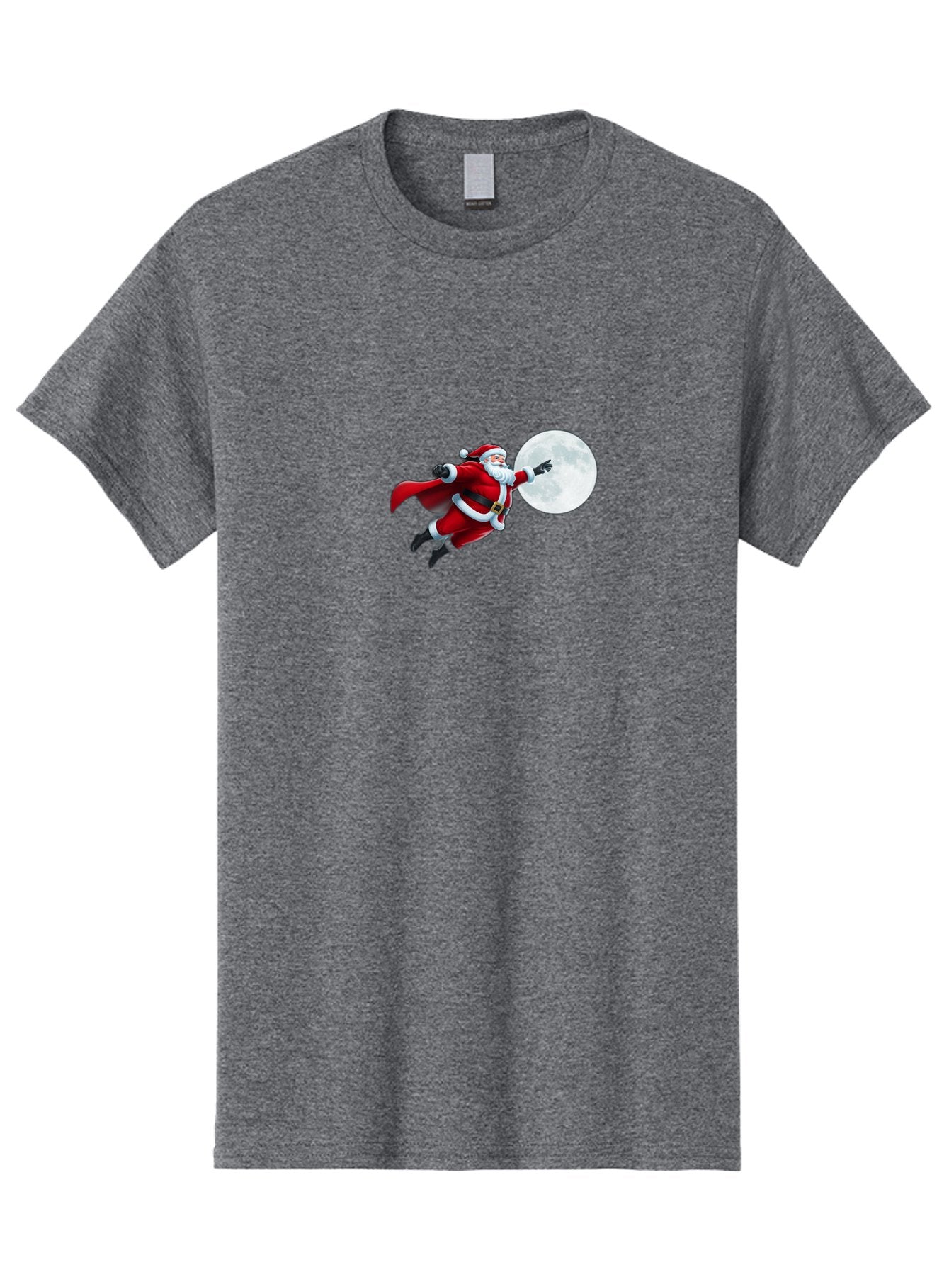 Santa-Claus-1 Men'S Graphic Tee, 100% Cotton, Comfortable Casual Summer Wear, Machine Washable, Santa Claus Flying Through Space, Holding A Gun, Full Moon, Christmas Icon, Festive Character, Holiday Cheer, Jolly Old Man, Gift Giving, Red Suit, Bac391 14