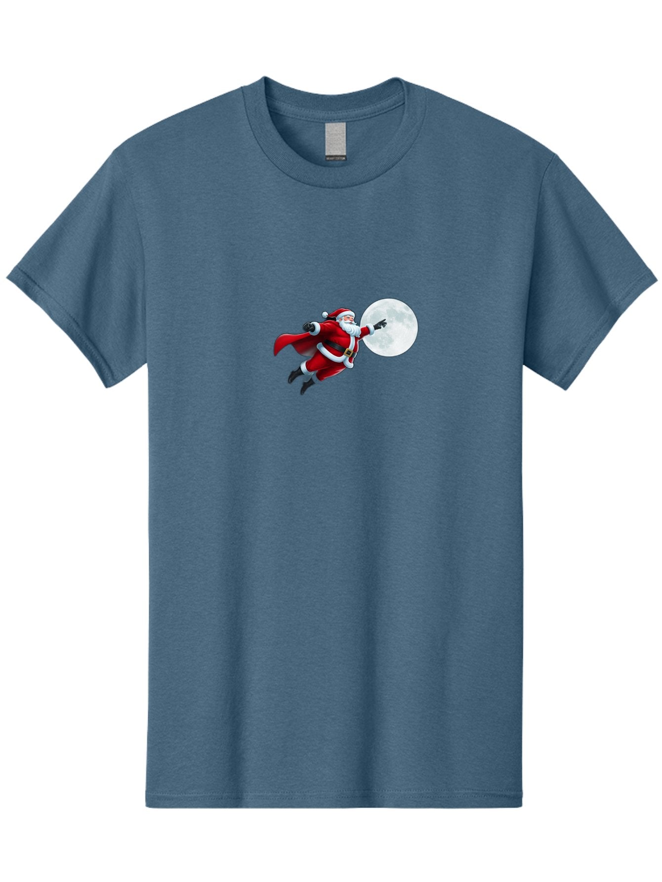Santa-Claus-1 Men'S Graphic Tee, 100% Cotton, Comfortable Casual Summer Wear, Machine Washable, Santa Claus Flying Through Space, Holding A Gun, Full Moon, Christmas Icon, Festive Character, Holiday Cheer, Jolly Old Man, Gift Giving, Red Suit, Bac391 3