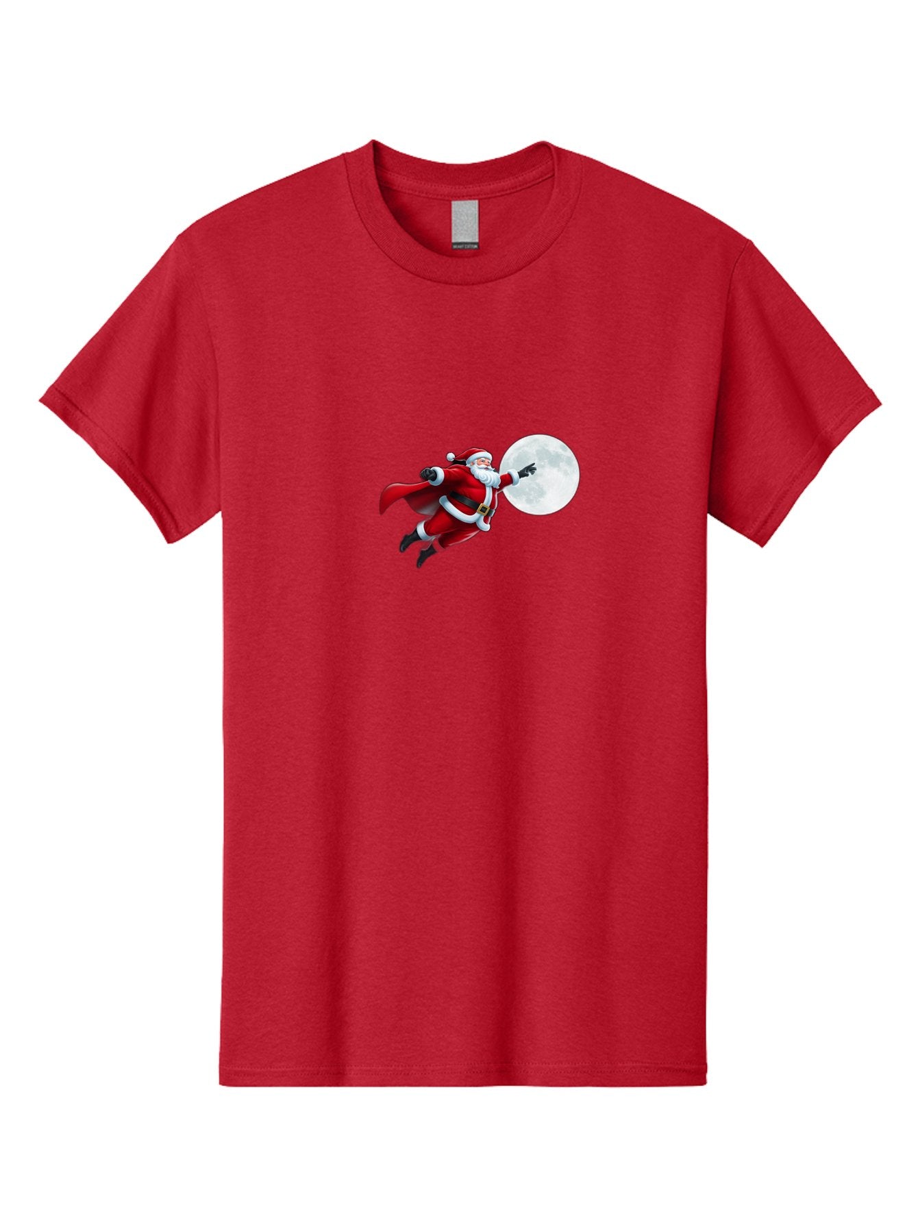 Santa-Claus-1 Men'S Graphic Tee, 100% Cotton, Comfortable Casual Summer Wear, Machine Washable, Santa Claus Flying Through Space, Holding A Gun, Full Moon, Christmas Icon, Festive Character, Holiday Cheer, Jolly Old Man, Gift Giving, Red Suit, Bac391 9