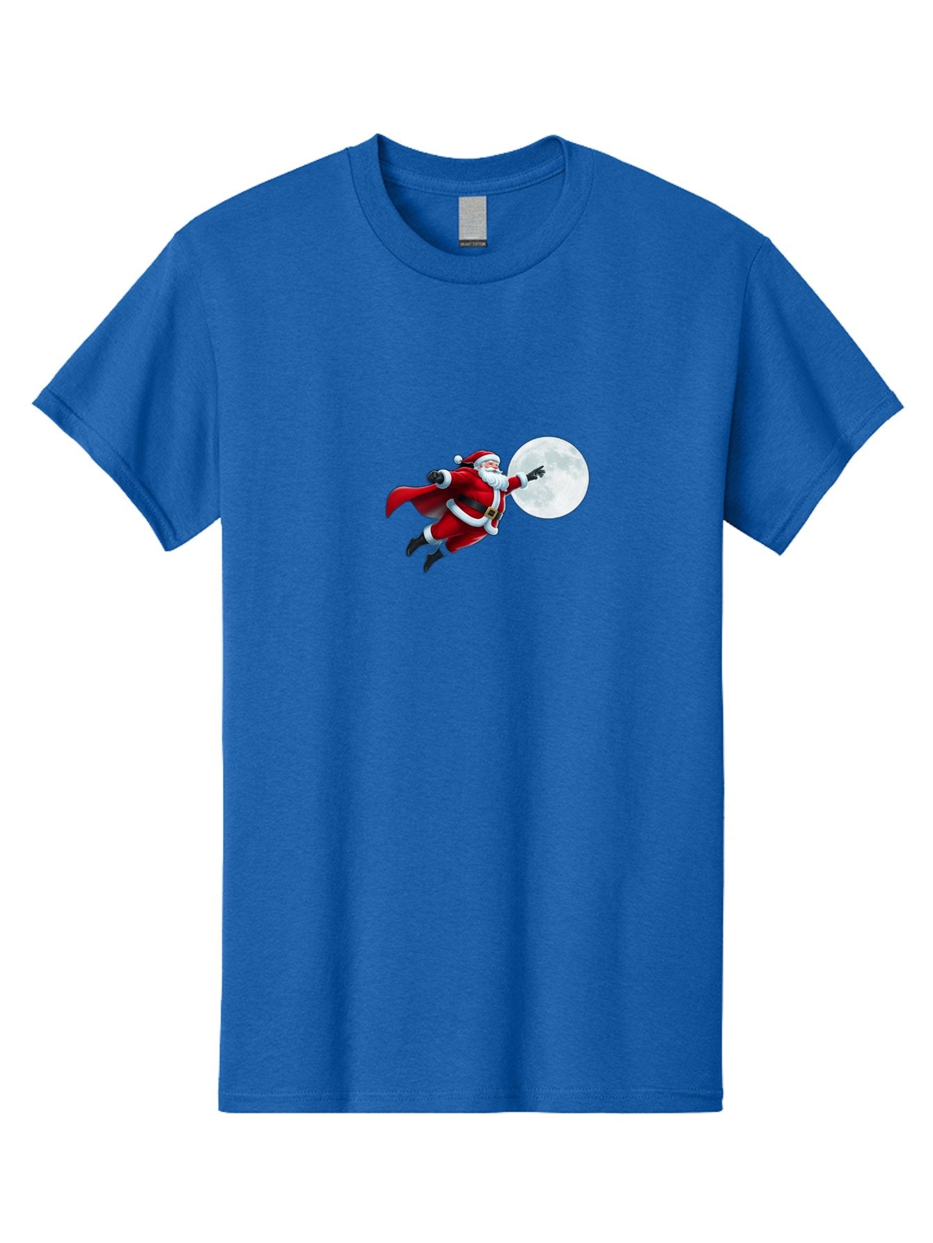 Santa-Claus-1 Men'S Graphic Tee, 100% Cotton, Comfortable Casual Summer Wear, Machine Washable, Santa Claus Flying Through Space, Holding A Gun, Full Moon, Christmas Icon, Festive Character, Holiday Cheer, Jolly Old Man, Gift Giving, Red Suit, Bac391 13