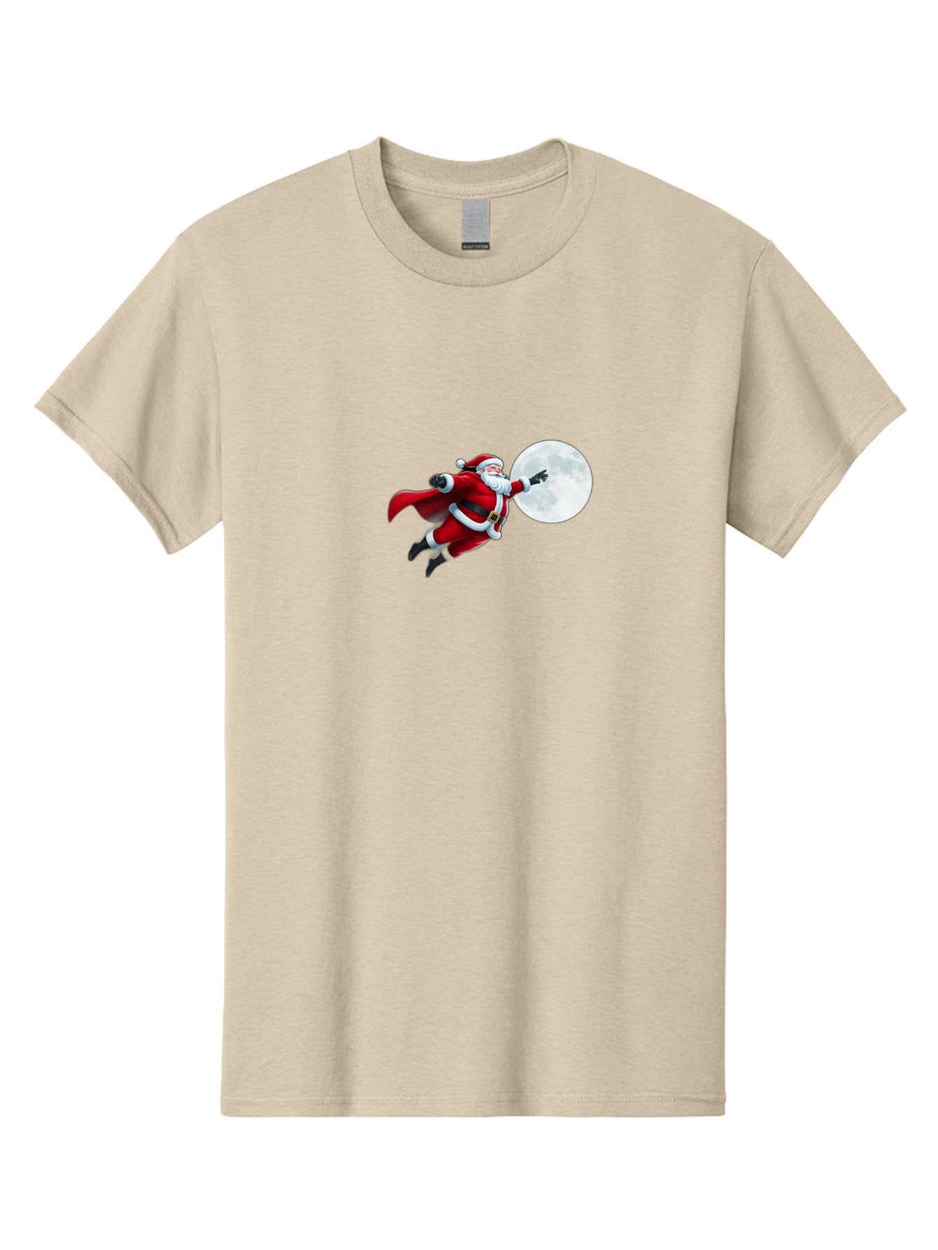 Santa-Claus-1 Men'S Graphic Tee, 100% Cotton, Comfortable Casual Summer Wear, Machine Washable, Santa Claus Flying Through Space, Holding A Gun, Full Moon, Christmas Icon, Festive Character, Holiday Cheer, Jolly Old Man, Gift Giving, Red Suit, Bac391 8