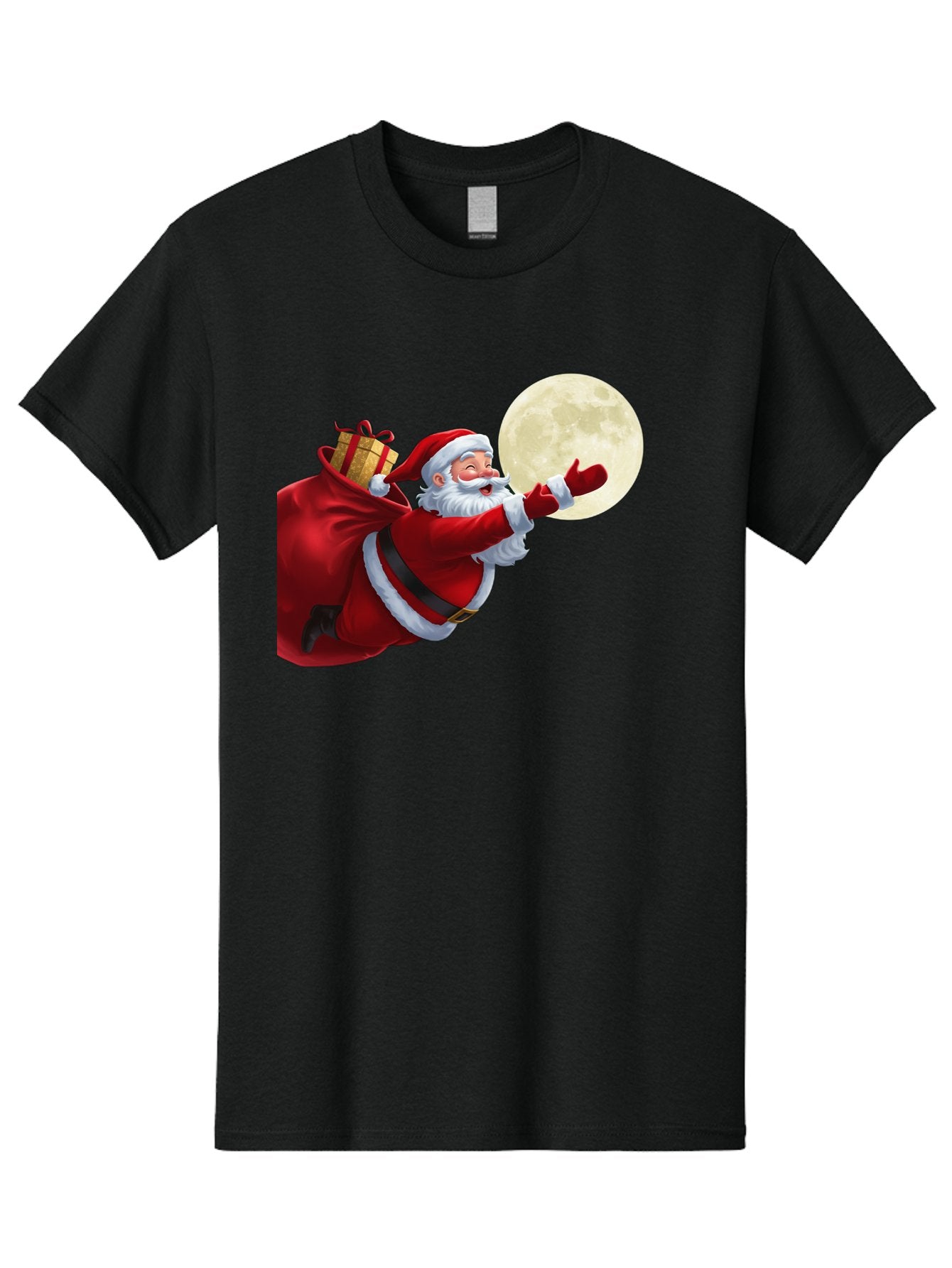 Santa-Claus-2 Men'S Graphic Tee, 100% Cotton, Comfortable Casual Summer Wear, Machine Washable, Santa Claus, Gift Bag, Full Moon, Holiday Season, Christmas Magic, Jolly Old Elf, Festive Atmosphere, Red Suit, White Beard Bac392 6