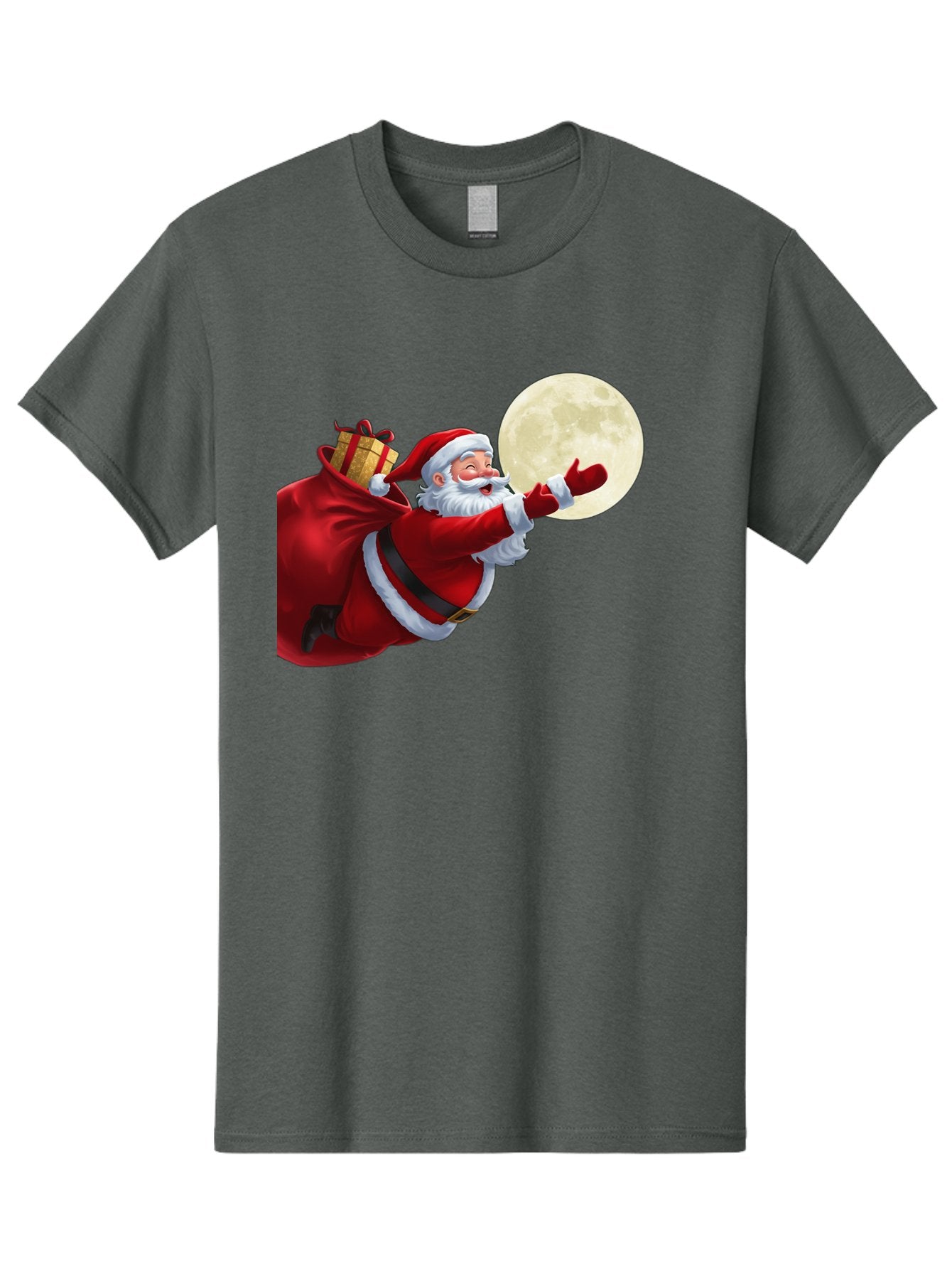 Santa-Claus-2 Men'S Graphic Tee, 100% Cotton, Comfortable Casual Summer Wear, Machine Washable, Santa Claus, Gift Bag, Full Moon, Holiday Season, Christmas Magic, Jolly Old Elf, Festive Atmosphere, Red Suit, White Beard Bac392 3