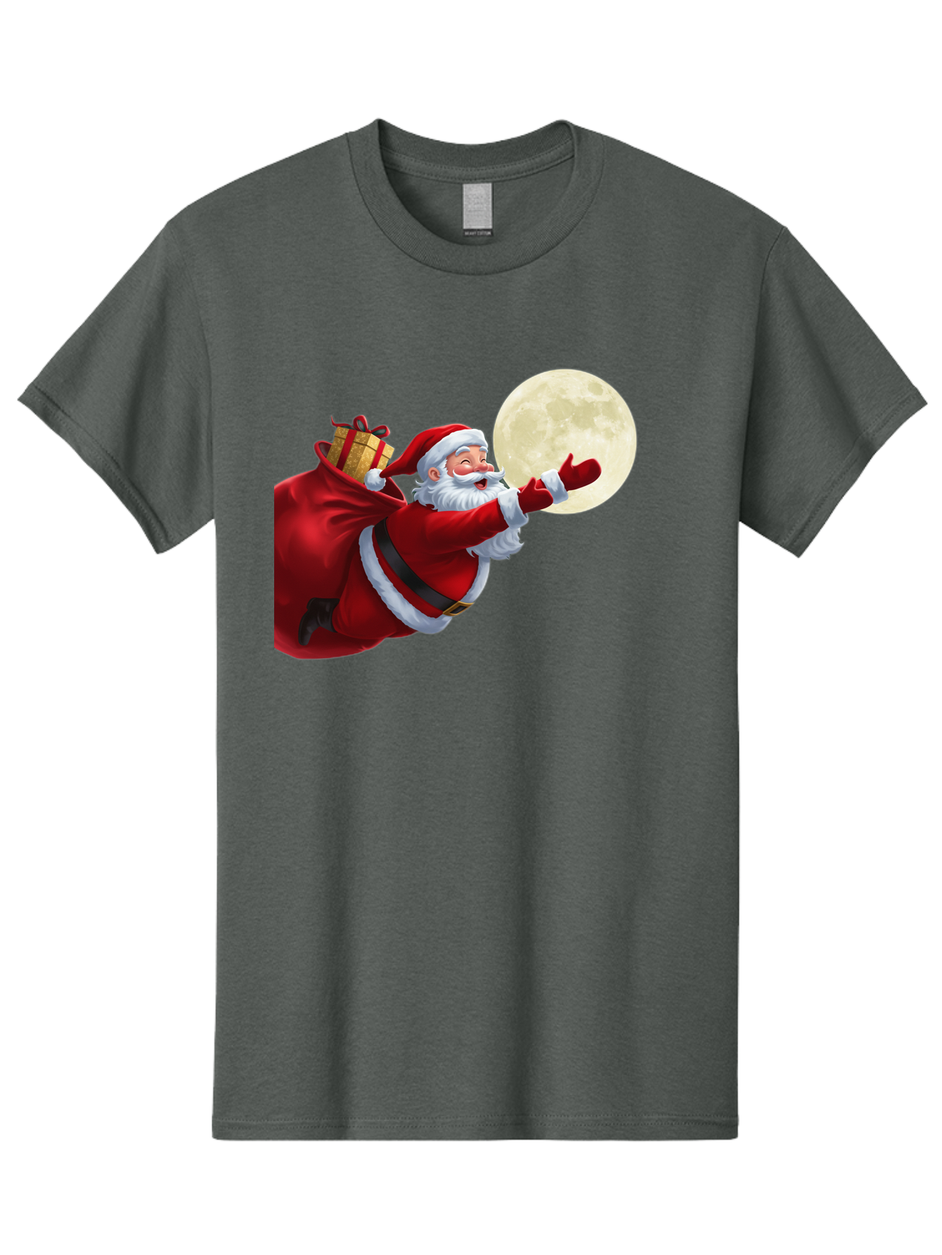 Santa-Claus-2 Men'S Graphic Tee, 100% Cotton, Comfortable Casual Summer Wear, Machine Washable, Santa Claus, Gift Bag, Full Moon, Holiday Season, Christmas Magic, Jolly Old Elf, Festive Atmosphere, Red Suit, White Beard Bac392 9