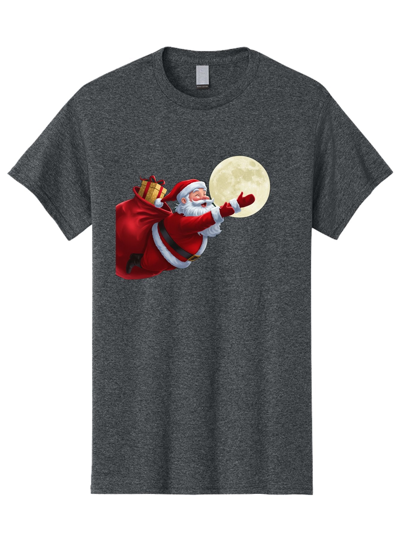 Santa-Claus-2 Men'S Graphic Tee, 100% Cotton, Comfortable Casual Summer Wear, Machine Washable, Santa Claus, Gift Bag, Full Moon, Holiday Season, Christmas Magic, Jolly Old Elf, Festive Atmosphere, Red Suit, White Beard Bac392 15