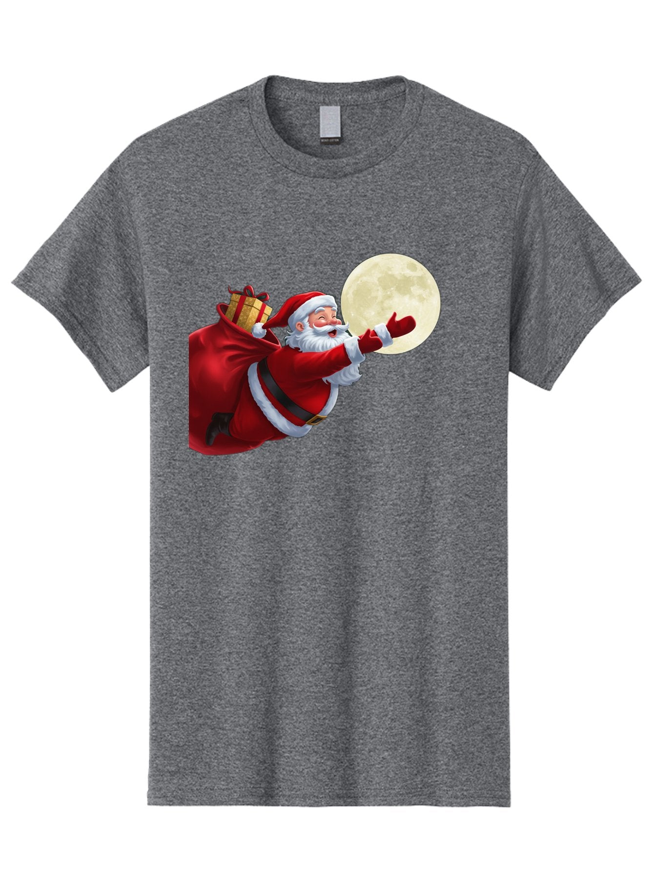 Santa-Claus-2 Men'S Graphic Tee, 100% Cotton, Comfortable Casual Summer Wear, Machine Washable, Santa Claus, Gift Bag, Full Moon, Holiday Season, Christmas Magic, Jolly Old Elf, Festive Atmosphere, Red Suit, White Beard Bac392 5