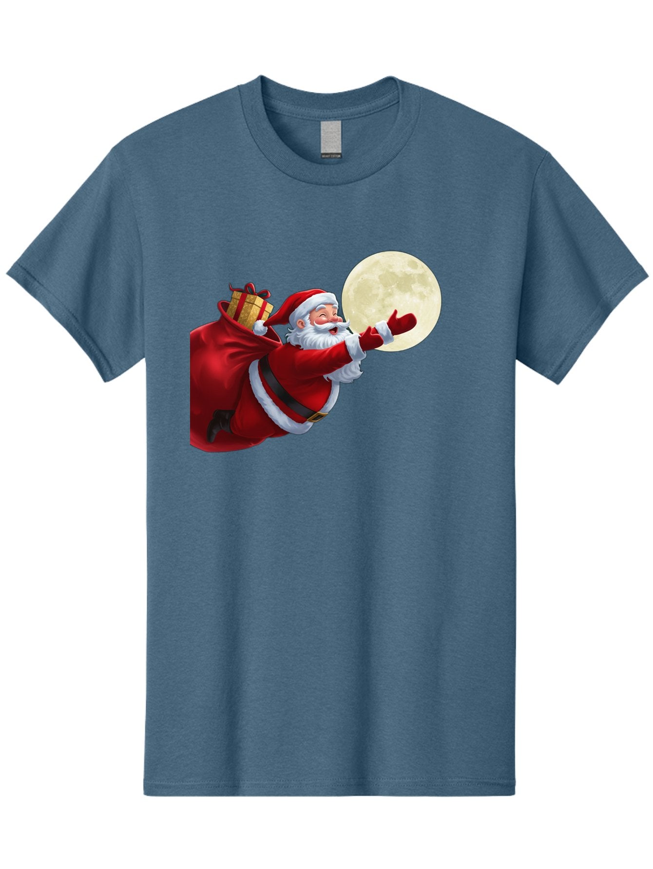 Santa-Claus-2 Men'S Graphic Tee, 100% Cotton, Comfortable Casual Summer Wear, Machine Washable, Santa Claus, Gift Bag, Full Moon, Holiday Season, Christmas Magic, Jolly Old Elf, Festive Atmosphere, Red Suit, White Beard Bac392 9