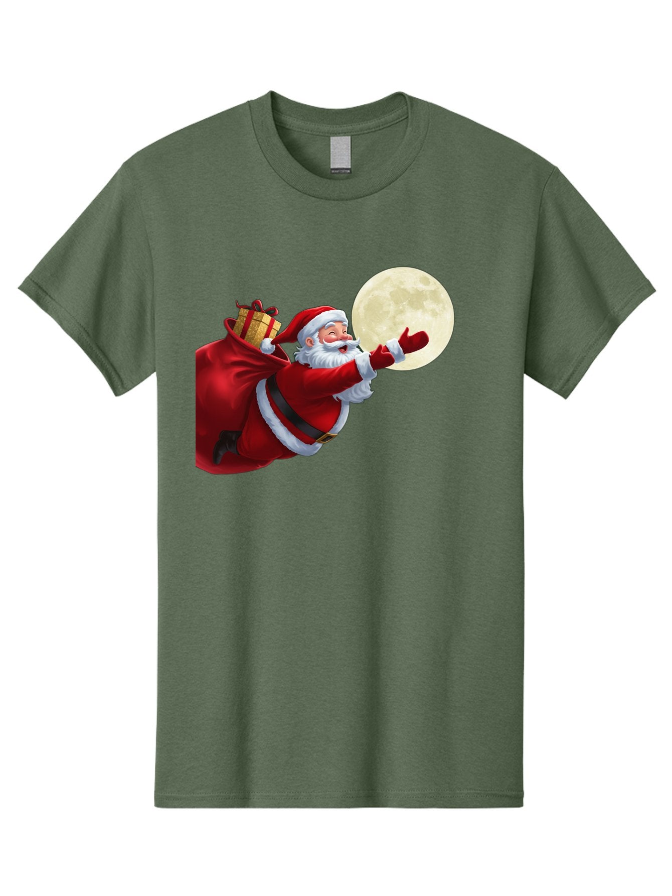 Santa-Claus-2 Men'S Graphic Tee, 100% Cotton, Comfortable Casual Summer Wear, Machine Washable, Santa Claus, Gift Bag, Full Moon, Holiday Season, Christmas Magic, Jolly Old Elf, Festive Atmosphere, Red Suit, White Beard Bac392 14