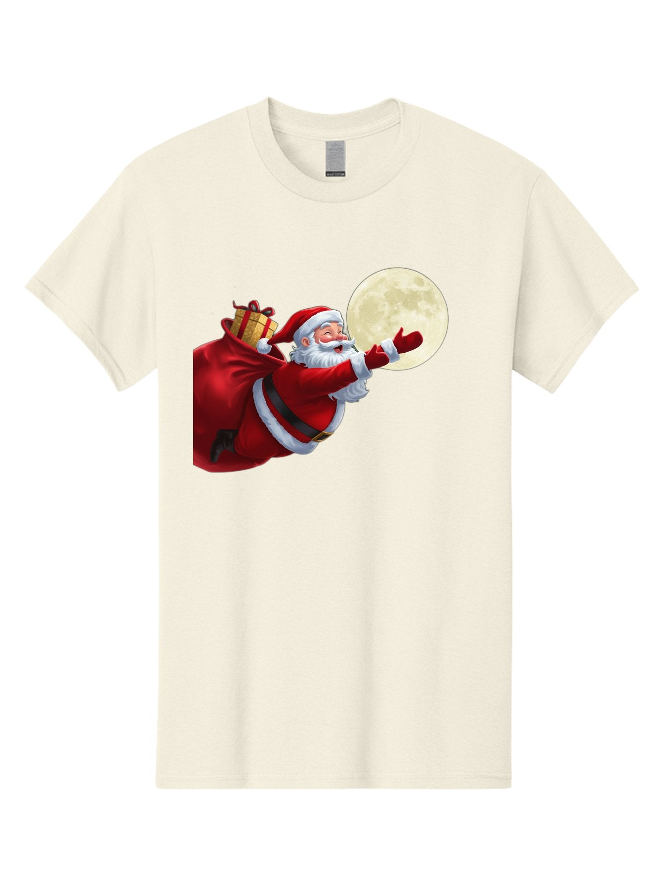 Santa-Claus-2 Men'S Graphic Tee, 100% Cotton, Comfortable Casual Summer Wear, Machine Washable, Santa Claus, Gift Bag, Full Moon, Holiday Season, Christmas Magic, Jolly Old Elf, Festive Atmosphere, Red Suit, White Beard Bac392 8
