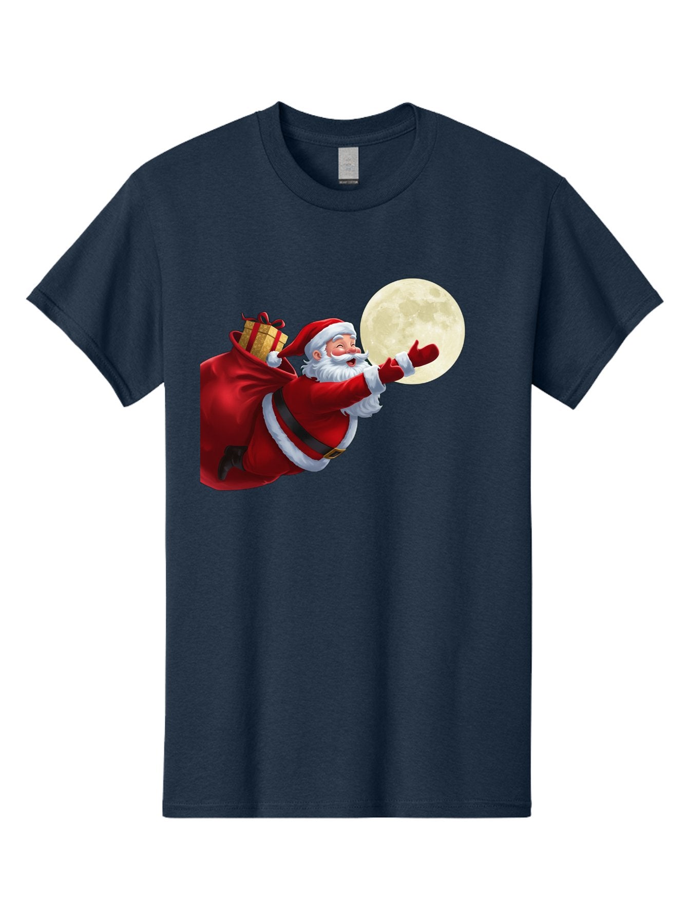 Santa-Claus-2 Men'S Graphic Tee, 100% Cotton, Comfortable Casual Summer Wear, Machine Washable, Santa Claus, Gift Bag, Full Moon, Holiday Season, Christmas Magic, Jolly Old Elf, Festive Atmosphere, Red Suit, White Beard Bac392 13
