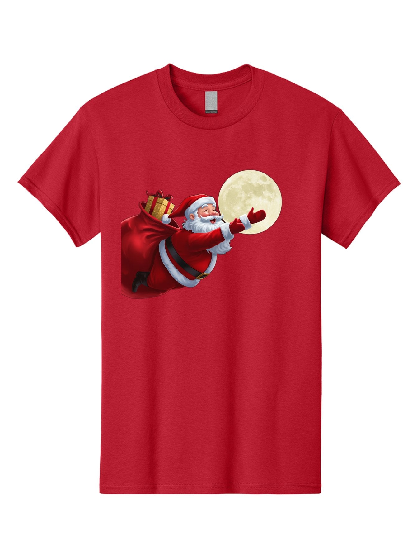 Santa-Claus-2 Men'S Graphic Tee, 100% Cotton, Comfortable Casual Summer Wear, Machine Washable, Santa Claus, Gift Bag, Full Moon, Holiday Season, Christmas Magic, Jolly Old Elf, Festive Atmosphere, Red Suit, White Beard Bac392 11