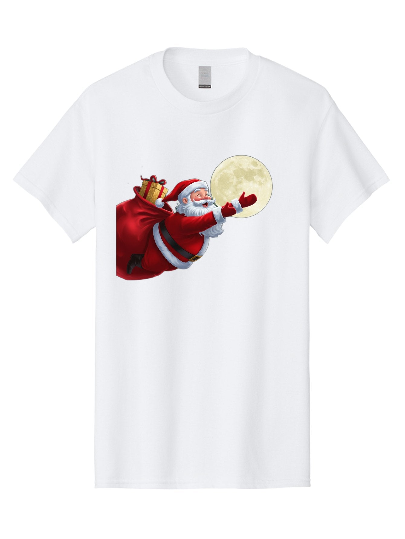 Santa-Claus-2 Men'S Graphic Tee, 100% Cotton, Comfortable Casual Summer Wear, Machine Washable, Santa Claus, Gift Bag, Full Moon, Holiday Season, Christmas Magic, Jolly Old Elf, Festive Atmosphere, Red Suit, White Beard Bac392 4