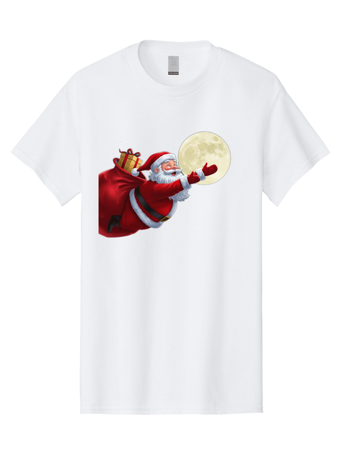 Santa-Claus-2 Men'S Graphic Tee, 100% Cotton, Comfortable Casual Summer Wear, Machine Washable, Santa Claus, Gift Bag, Full Moon, Holiday Season, Christmas Magic, Jolly Old Elf, Festive Atmosphere, Red Suit, White Beard Bac392 12