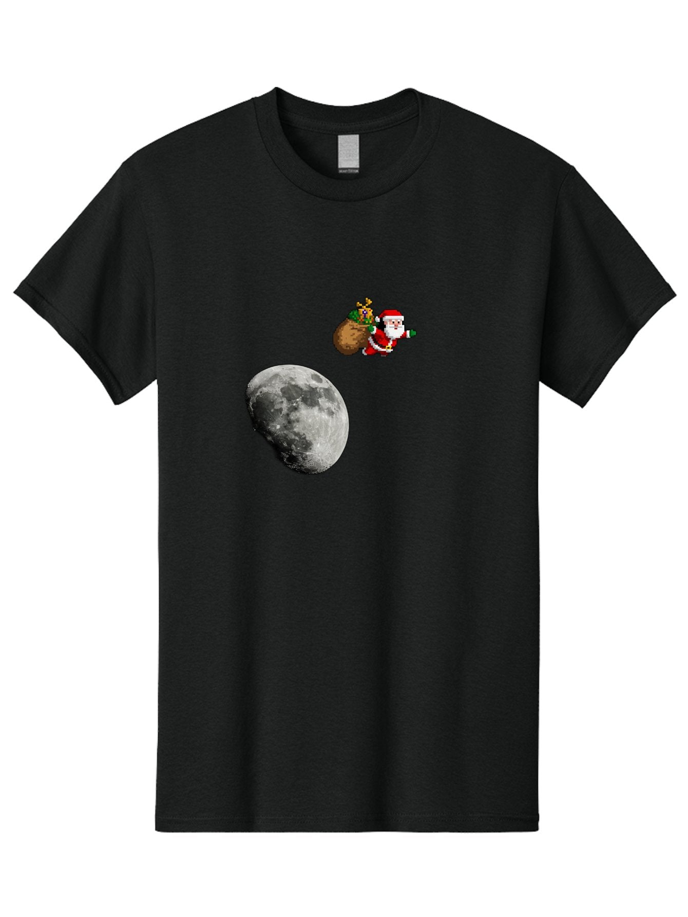 Santa-Moon Men'S Graphic Tee, 100% Cotton, Comfortable Casual Summer Wear, Machine Washable, Santa Claus Flying With Sack, Christmas Gifts, Holiday Season, Festive Atmosphere, Moonlit Night, Jolly Old Saint Nick Bac395 8