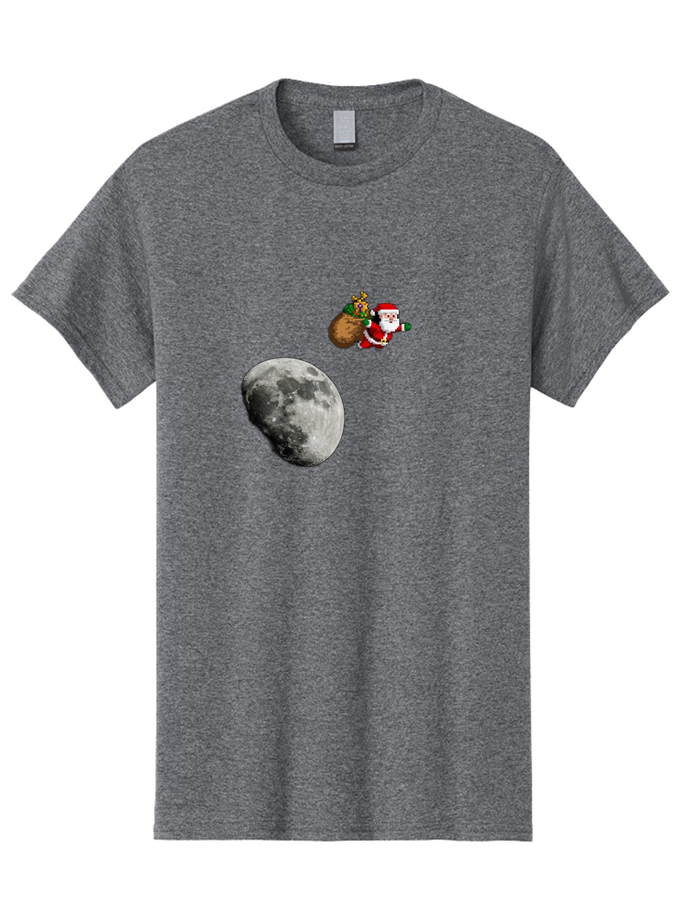 Santa-Moon Men'S Graphic Tee, 100% Cotton, Comfortable Casual Summer Wear, Machine Washable, Santa Claus Flying With Sack, Christmas Gifts, Holiday Season, Festive Atmosphere, Moonlit Night, Jolly Old Saint Nick Bac395 3