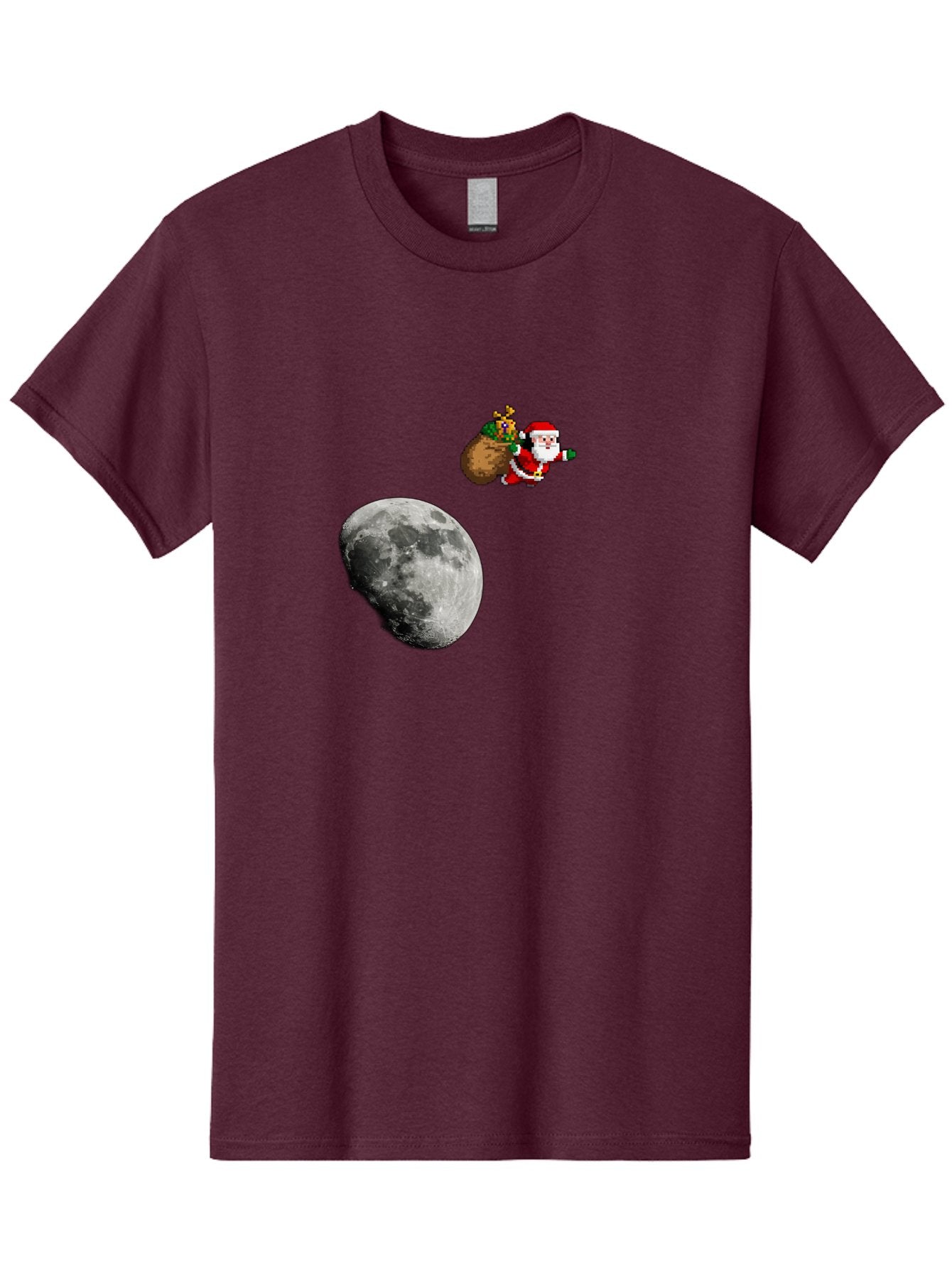 Santa-Moon Men'S Graphic Tee, 100% Cotton, Comfortable Casual Summer Wear, Machine Washable, Santa Claus Flying With Sack, Christmas Gifts, Holiday Season, Festive Atmosphere, Moonlit Night, Jolly Old Saint Nick Bac395 7