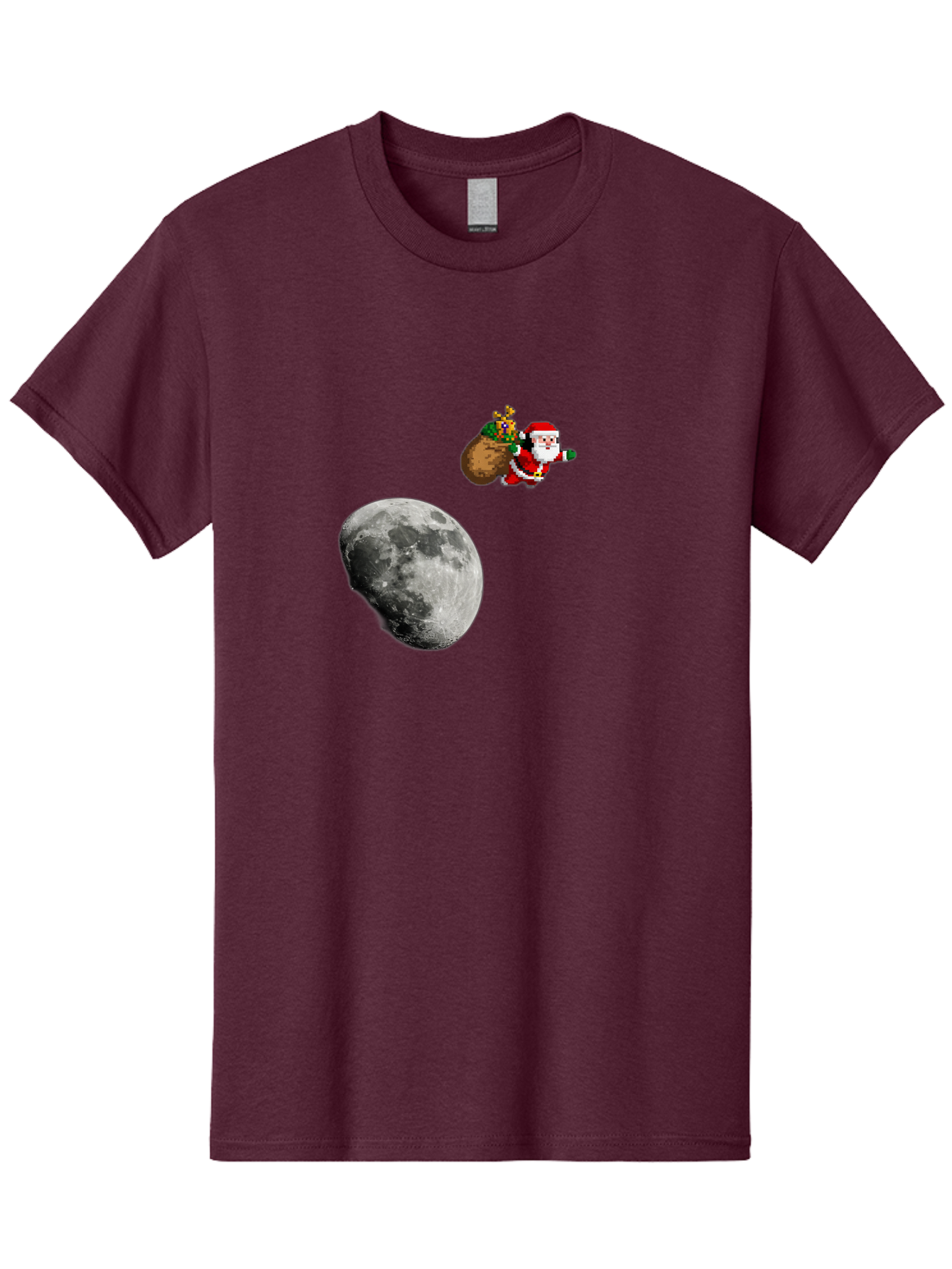 Santa-Moon Men'S Graphic Tee, 100% Cotton, Comfortable Casual Summer Wear, Machine Washable, Santa Claus Flying With Sack, Christmas Gifts, Holiday Season, Festive Atmosphere, Moonlit Night, Jolly Old Saint Nick Bac395 13
