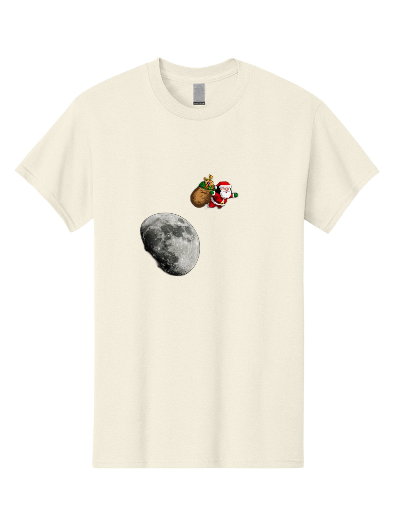 Santa-Moon Men'S Graphic Tee, 100% Cotton, Comfortable Casual Summer Wear, Machine Washable, Santa Claus Flying With Sack, Christmas Gifts, Holiday Season, Festive Atmosphere, Moonlit Night, Jolly Old Saint Nick Bac395 10