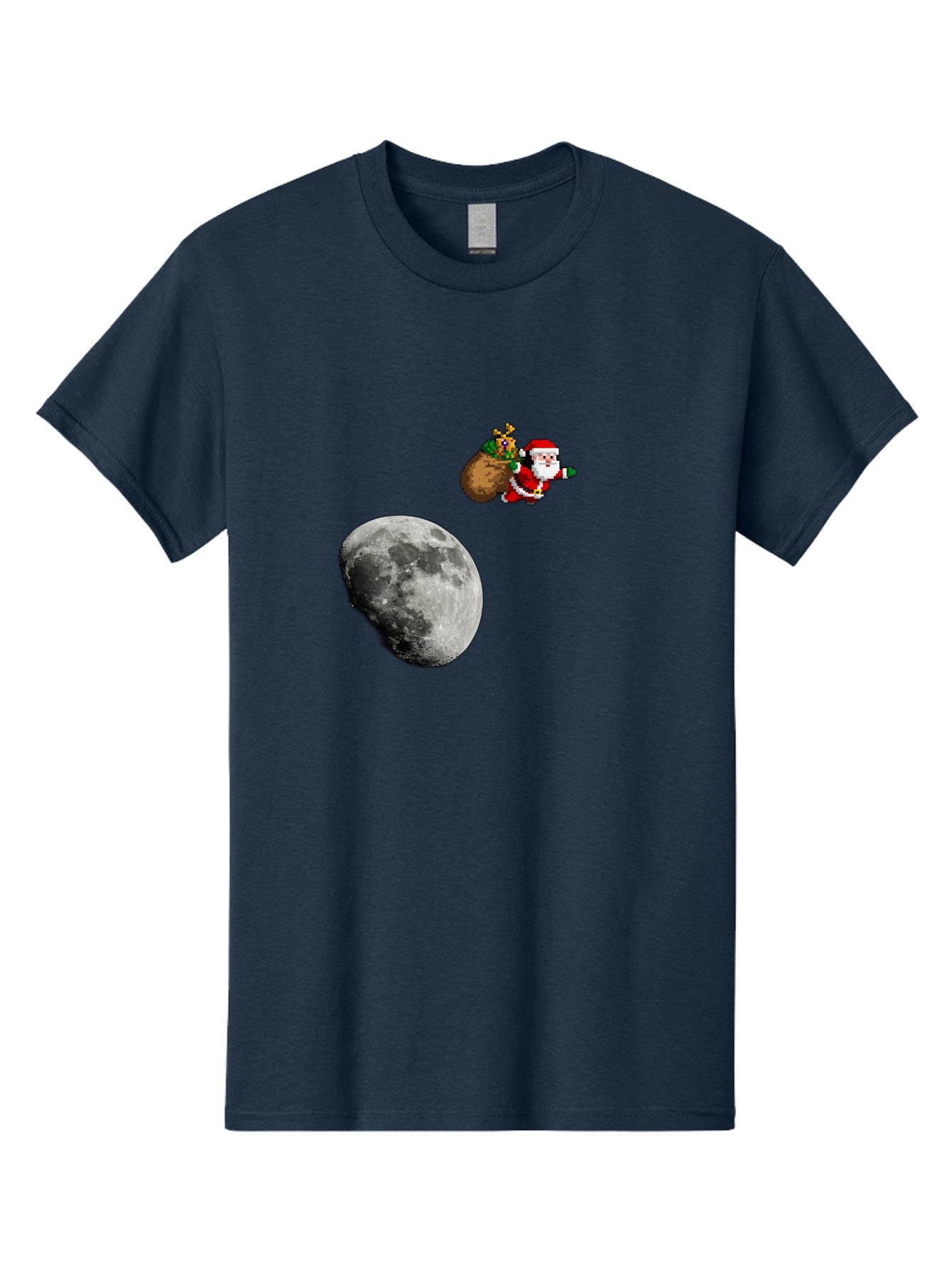 Santa-Moon Men'S Graphic Tee, 100% Cotton, Comfortable Casual Summer Wear, Machine Washable, Santa Claus Flying With Sack, Christmas Gifts, Holiday Season, Festive Atmosphere, Moonlit Night, Jolly Old Saint Nick Bac395 6
