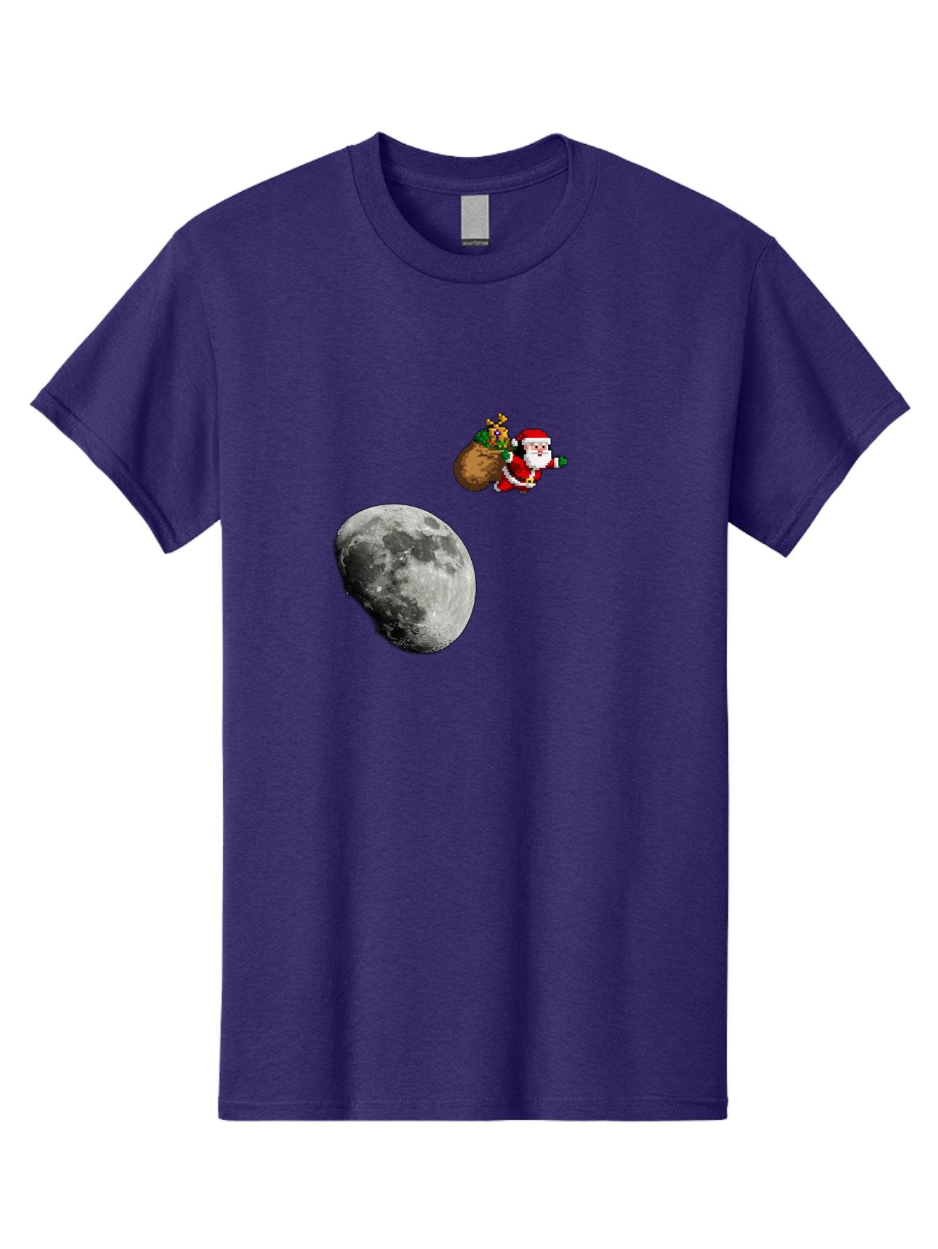 Santa-Moon Men'S Graphic Tee, 100% Cotton, Comfortable Casual Summer Wear, Machine Washable, Santa Claus Flying With Sack, Christmas Gifts, Holiday Season, Festive Atmosphere, Moonlit Night, Jolly Old Saint Nick Bac395 5