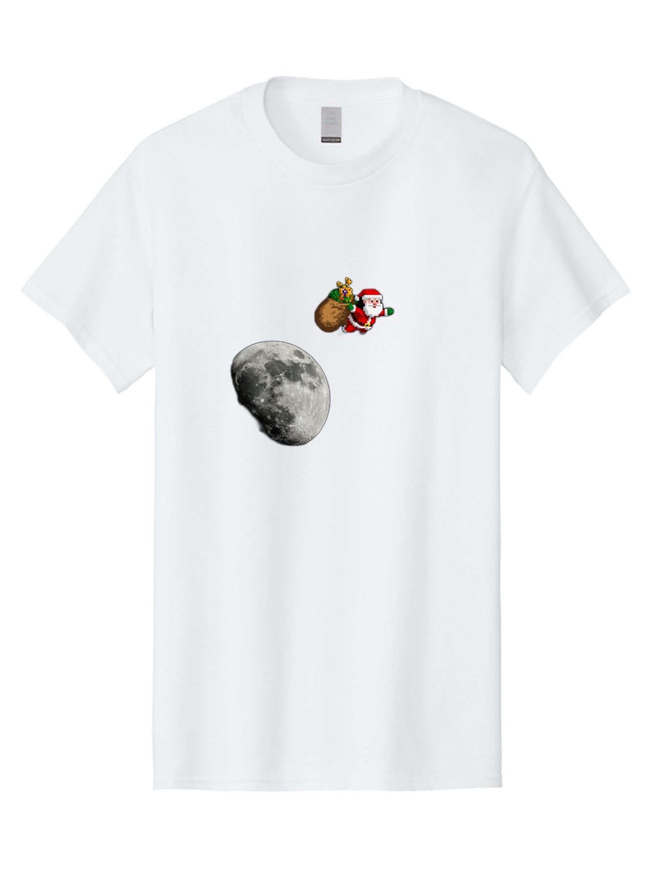 Santa-Moon Men'S Graphic Tee, 100% Cotton, Comfortable Casual Summer Wear, Machine Washable, Santa Claus Flying With Sack, Christmas Gifts, Holiday Season, Festive Atmosphere, Moonlit Night, Jolly Old Saint Nick Bac395 4