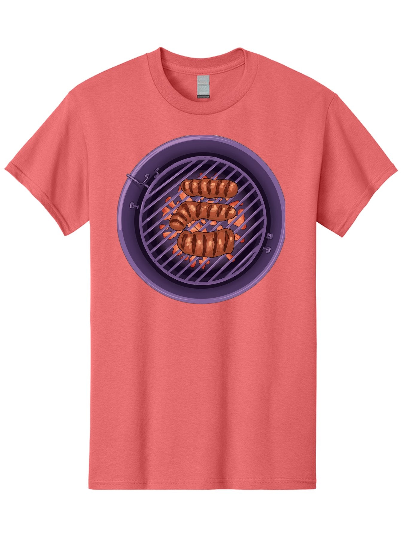 Sausages-On-Grill Men'S Graphic Tee, 100% Cotton, Comfortable Casual Summer Wear, Machine Washable, Sausages On Barbecue Grill, Grilled Sausages, Barbecue Cooking, Outdoor Cooking, Summer Food, Grilled Food, Food On Grill, Barbecue Grill Bac398 10