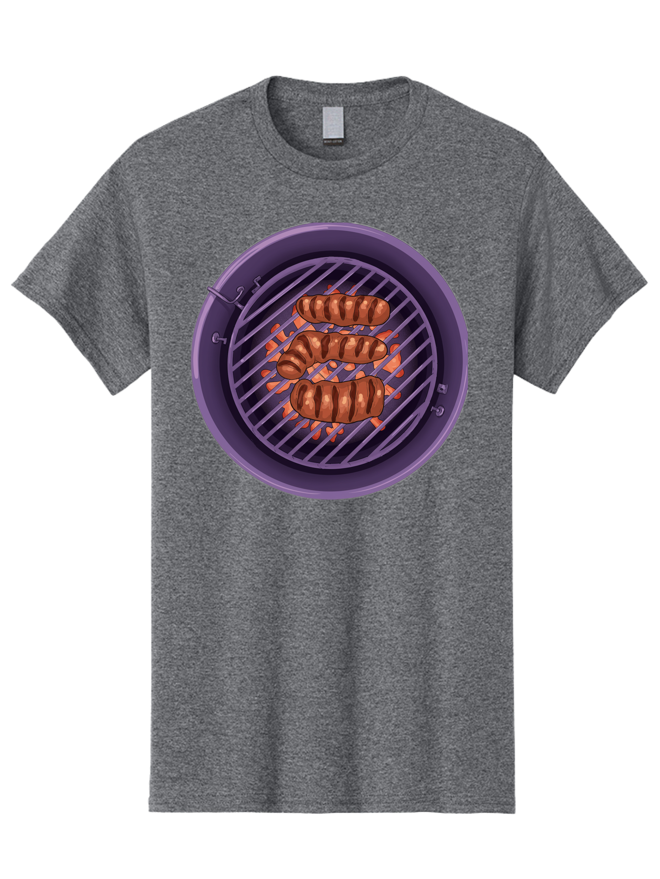 Sausages-On-Grill Men'S Graphic Tee, 100% Cotton, Comfortable Casual Summer Wear, Machine Washable, Sausages On Barbecue Grill, Grilled Sausages, Barbecue Cooking, Outdoor Cooking, Summer Food, Grilled Food, Food On Grill, Barbecue Grill Bac398