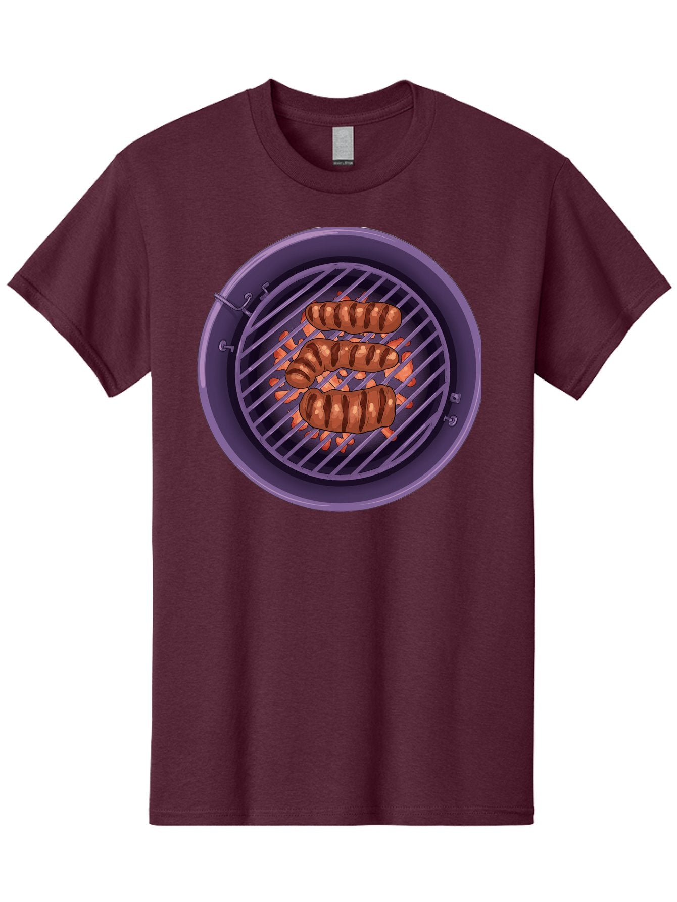 Sausages-On-Grill Men'S Graphic Tee, 100% Cotton, Comfortable Casual Summer Wear, Machine Washable, Sausages On Barbecue Grill, Grilled Sausages, Barbecue Cooking, Outdoor Cooking, Summer Food, Grilled Food, Food On Grill, Barbecue Grill Bac398 9