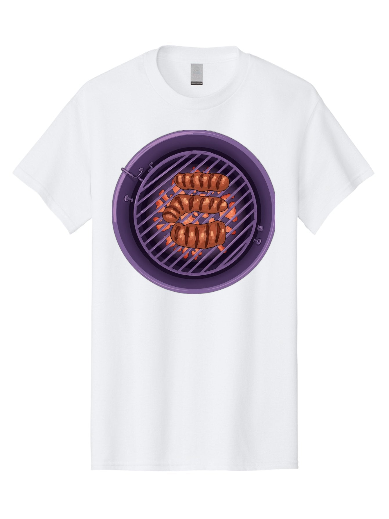 Sausages-On-Grill Men'S Graphic Tee, 100% Cotton, Comfortable Casual Summer Wear, Machine Washable, Sausages On Barbecue Grill, Grilled Sausages, Barbecue Cooking, Outdoor Cooking, Summer Food, Grilled Food, Food On Grill, Barbecue Grill Bac398 14