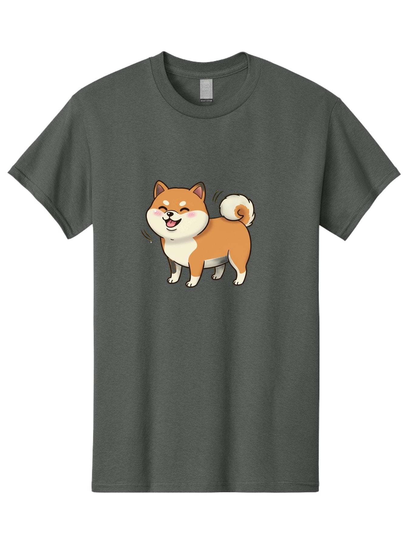 Shiba-Inu Men'S Graphic Tee, 100% Cotton, Comfortable Casual Summer Wear, Machine Washable, Shiba Inu, Cartoon Dog, Happy Dog, Playful Canine, Dog Animation, Adorable Pet, Kawaii Animal, Dog Illustration, Cute Puppy Bac402 11