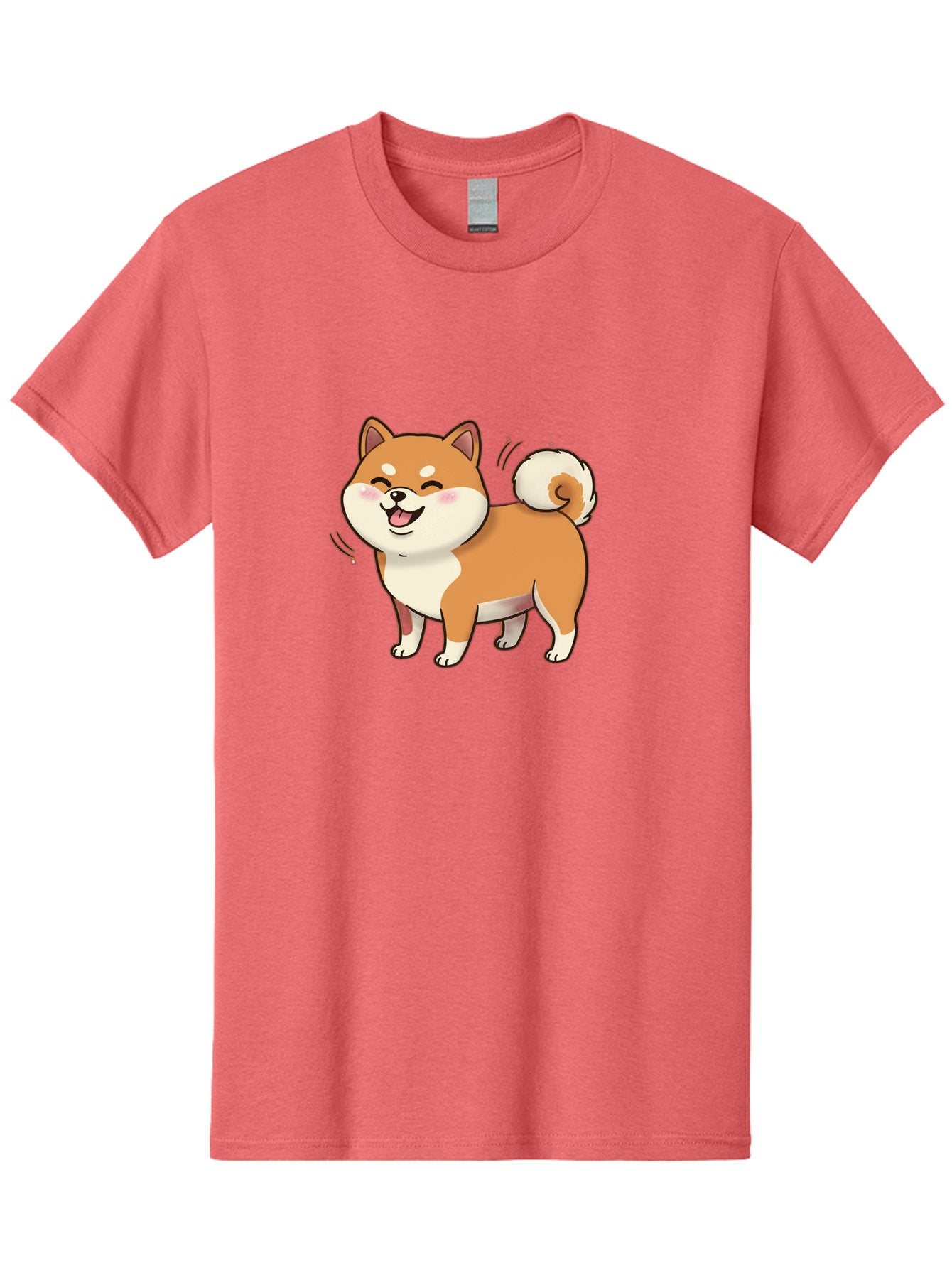 Shiba-Inu Men'S Graphic Tee, 100% Cotton, Comfortable Casual Summer Wear, Machine Washable, Shiba Inu, Cartoon Dog, Happy Dog, Playful Canine, Dog Animation, Adorable Pet, Kawaii Animal, Dog Illustration, Cute Puppy Bac402 12