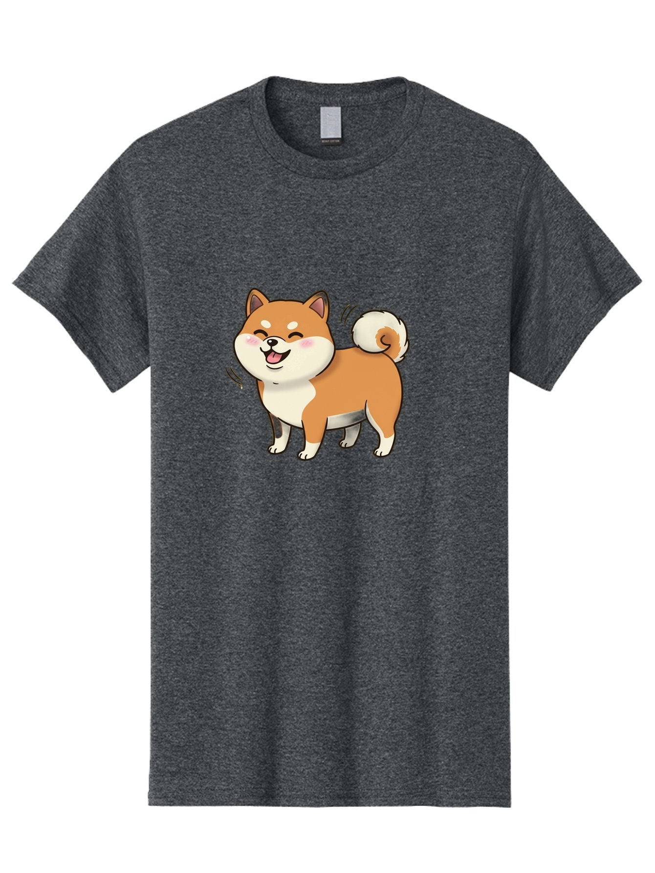 Shiba-Inu Men'S Graphic Tee, 100% Cotton, Comfortable Casual Summer Wear, Machine Washable, Shiba Inu, Cartoon Dog, Happy Dog, Playful Canine, Dog Animation, Adorable Pet, Kawaii Animal, Dog Illustration, Cute Puppy Bac402 7