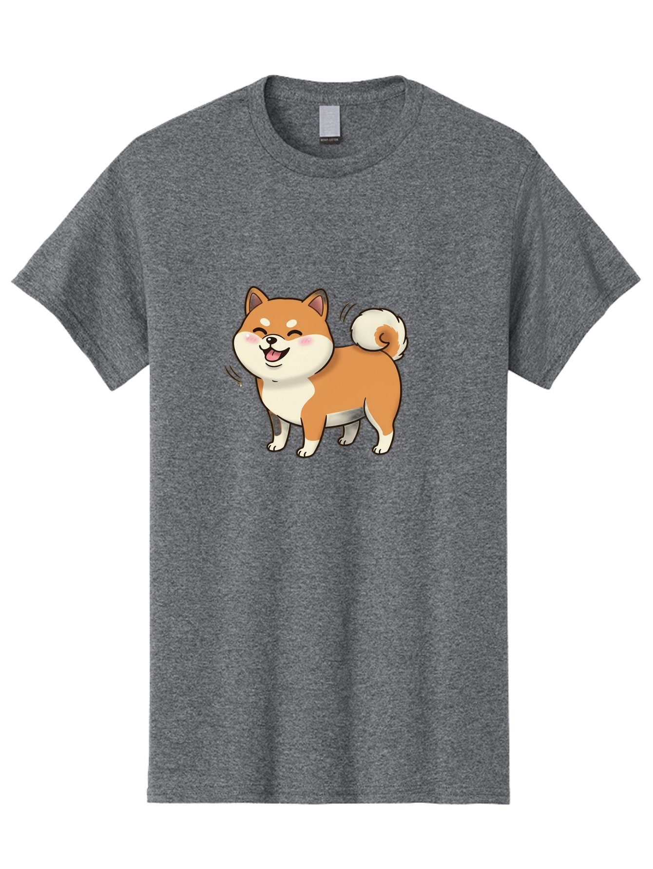 Shiba-Inu Men'S Graphic Tee, 100% Cotton, Comfortable Casual Summer Wear, Machine Washable, Shiba Inu, Cartoon Dog, Happy Dog, Playful Canine, Dog Animation, Adorable Pet, Kawaii Animal, Dog Illustration, Cute Puppy Bac402 6
