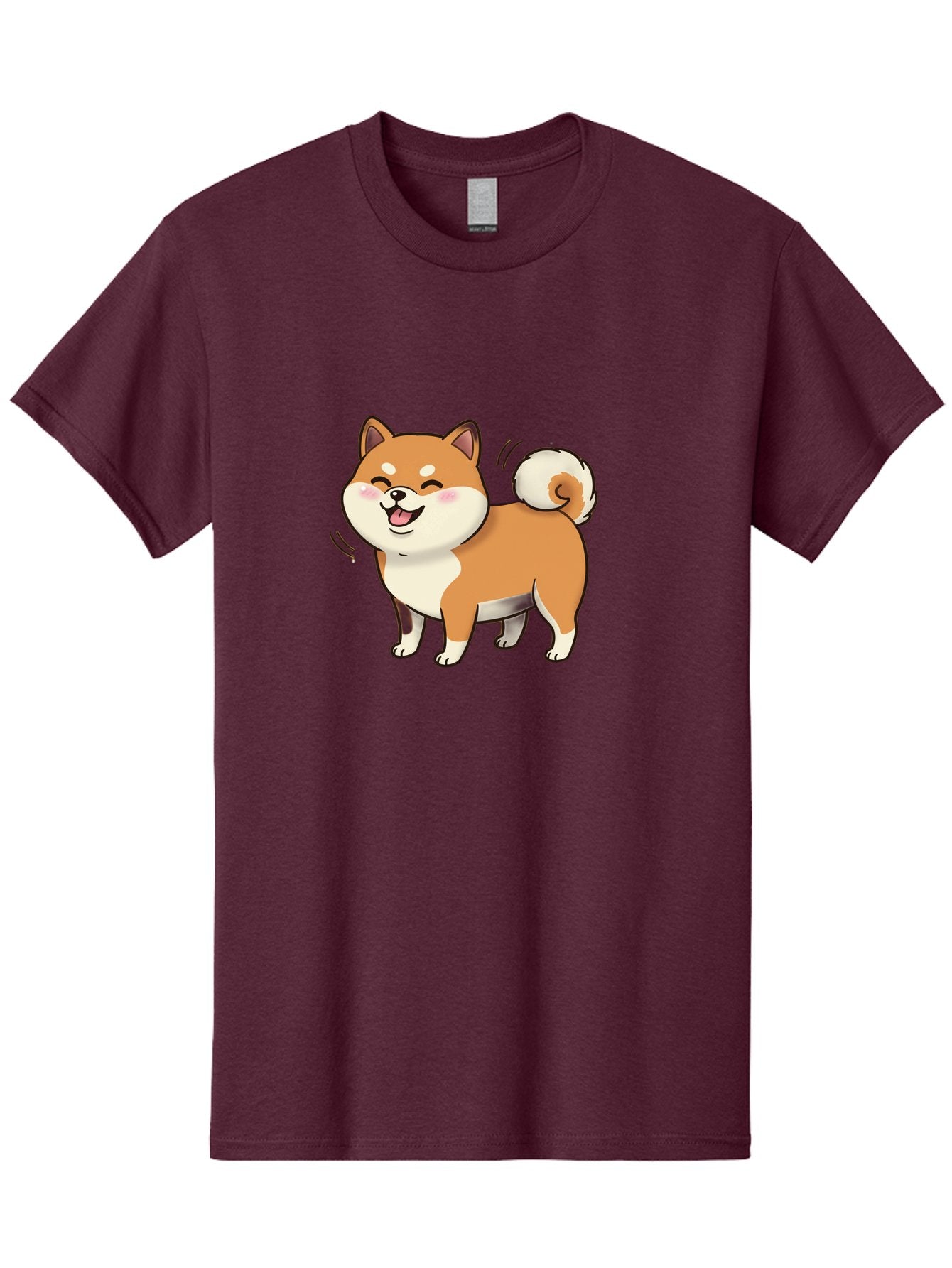 Shiba-Inu Men'S Graphic Tee, 100% Cotton, Comfortable Casual Summer Wear, Machine Washable, Shiba Inu, Cartoon Dog, Happy Dog, Playful Canine, Dog Animation, Adorable Pet, Kawaii Animal, Dog Illustration, Cute Puppy Bac402 4