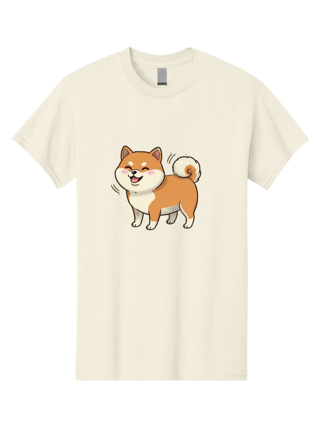 Shiba-Inu Men'S Graphic Tee, 100% Cotton, Comfortable Casual Summer Wear, Machine Washable, Shiba Inu, Cartoon Dog, Happy Dog, Playful Canine, Dog Animation, Adorable Pet, Kawaii Animal, Dog Illustration, Cute Puppy Bac402 14