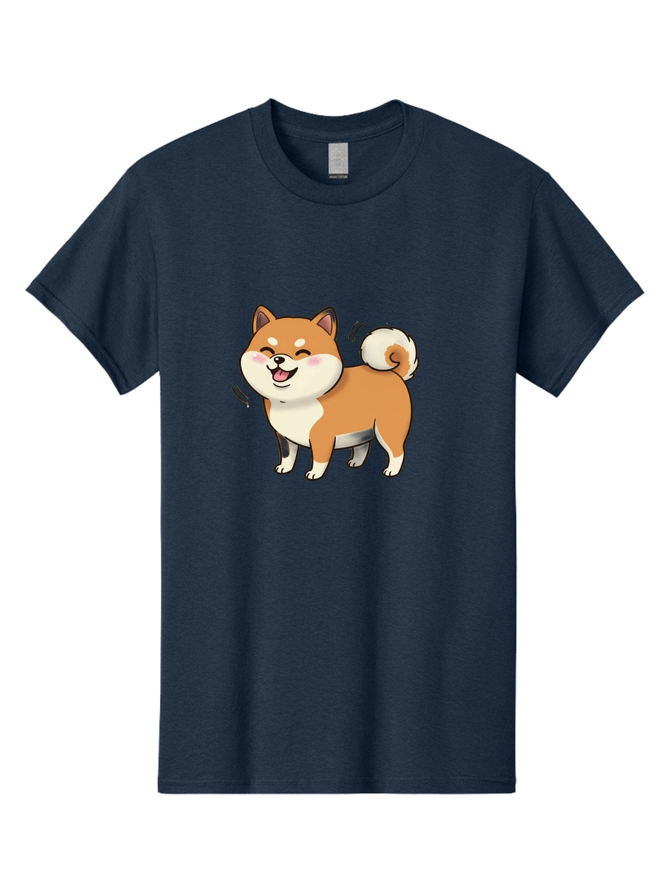 Shiba-Inu Men'S Graphic Tee, 100% Cotton, Comfortable Casual Summer Wear, Machine Washable, Shiba Inu, Cartoon Dog, Happy Dog, Playful Canine, Dog Animation, Adorable Pet, Kawaii Animal, Dog Illustration, Cute Puppy Bac402 9
