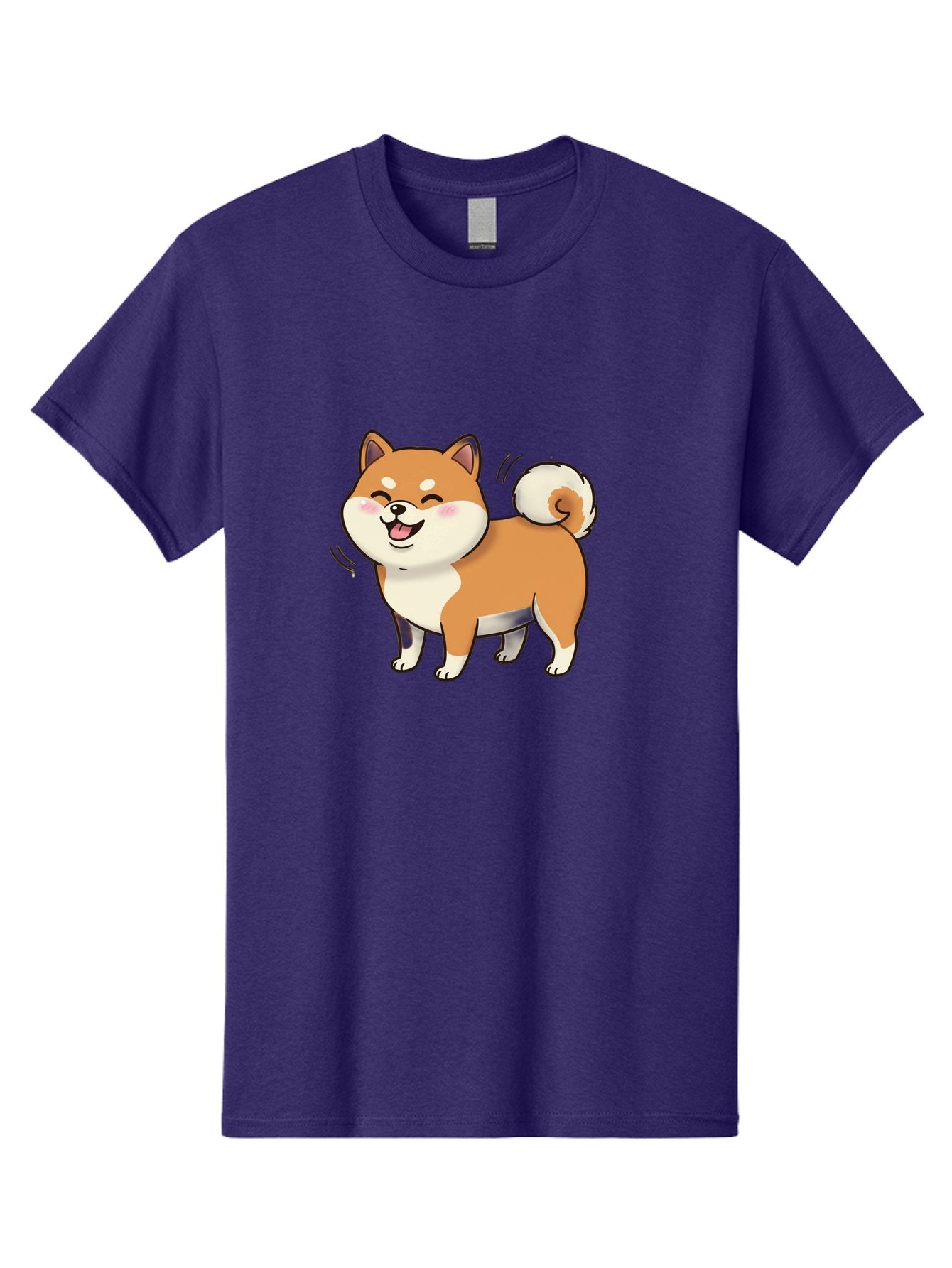 Shiba-Inu Men'S Graphic Tee, 100% Cotton, Comfortable Casual Summer Wear, Machine Washable, Shiba Inu, Cartoon Dog, Happy Dog, Playful Canine, Dog Animation, Adorable Pet, Kawaii Animal, Dog Illustration, Cute Puppy Bac402 10