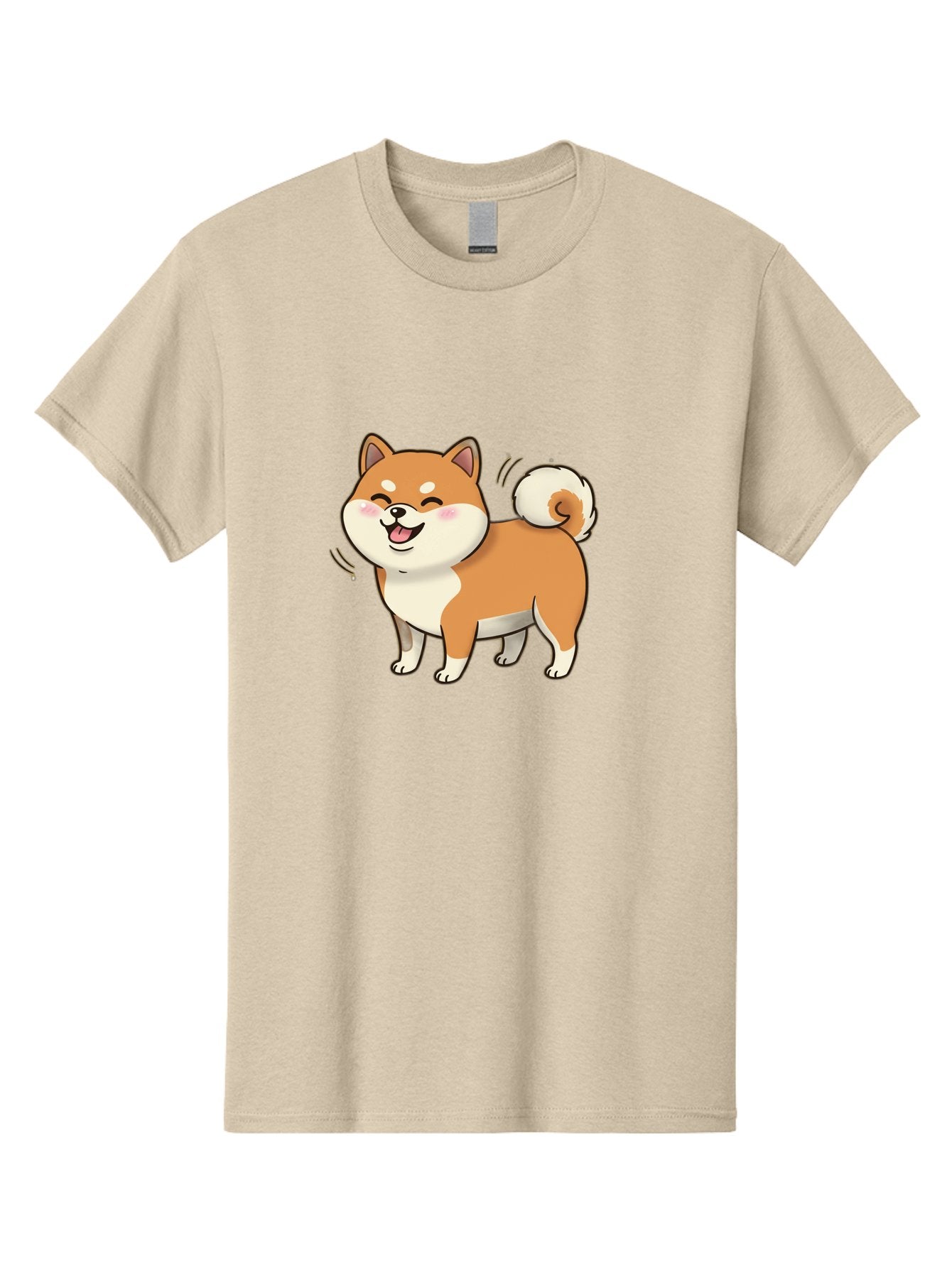 Shiba-Inu Men'S Graphic Tee, 100% Cotton, Comfortable Casual Summer Wear, Machine Washable, Shiba Inu, Cartoon Dog, Happy Dog, Playful Canine, Dog Animation, Adorable Pet, Kawaii Animal, Dog Illustration, Cute Puppy Bac402 13