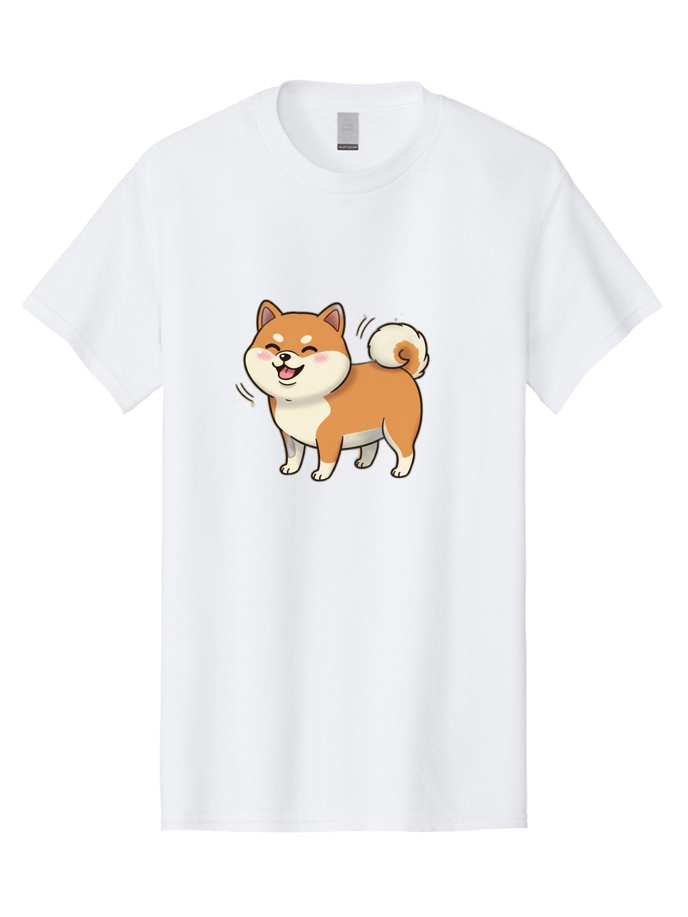Shiba-Inu Men'S Graphic Tee, 100% Cotton, Comfortable Casual Summer Wear, Machine Washable, Shiba Inu, Cartoon Dog, Happy Dog, Playful Canine, Dog Animation, Adorable Pet, Kawaii Animal, Dog Illustration, Cute Puppy Bac402 8