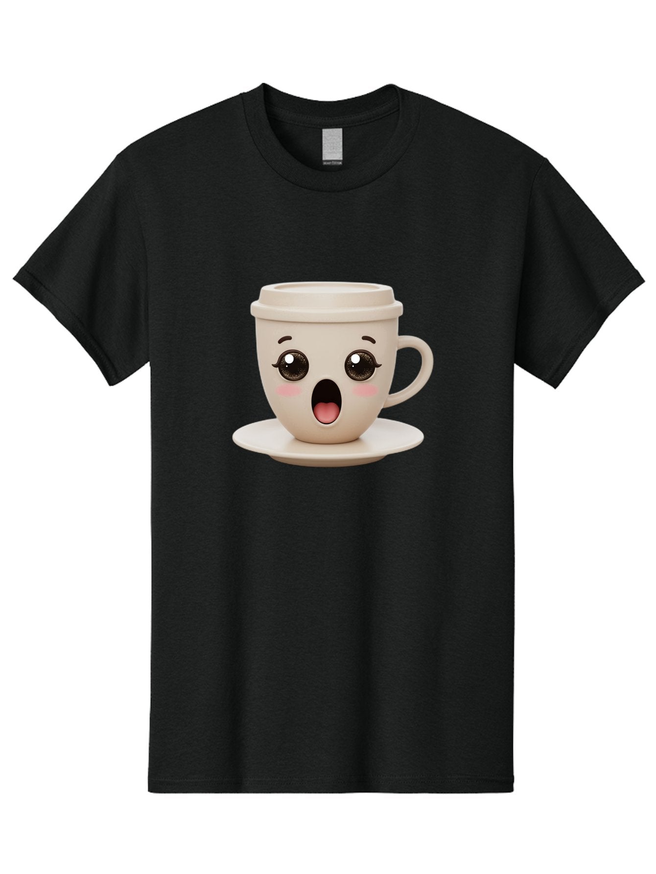 Shocked-Coffee-Cup Men'S Graphic Tee, 100% Cotton, Comfortable Casual Summer Wear, Machine Washable, Fun Coffee Cup, Surprised Expression, Coffee Break, Morning Pick-Me-Up, Kawaii Culture, Cute Face, Coffee Time, Coffee Lover Bac404 5